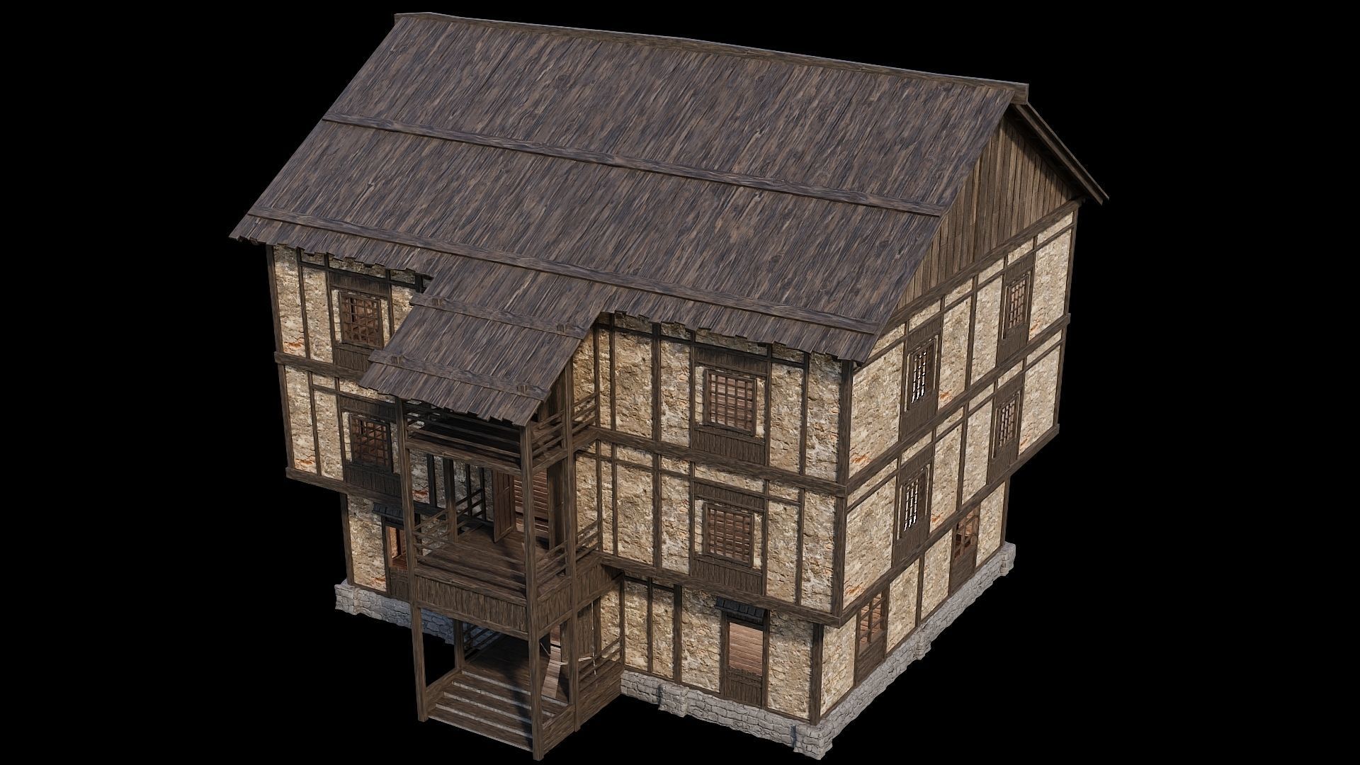 Medieval Village Pack 02 - 3 Assets - 4K Textures Game Ready Low-poly 3D model_20