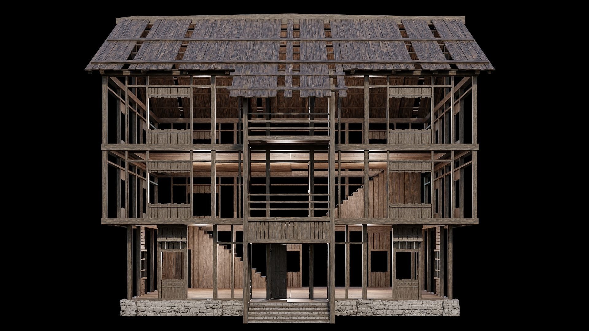 Medieval Village Pack 02 - 3 Assets - 4K Textures Game Ready Low-poly 3D model_25