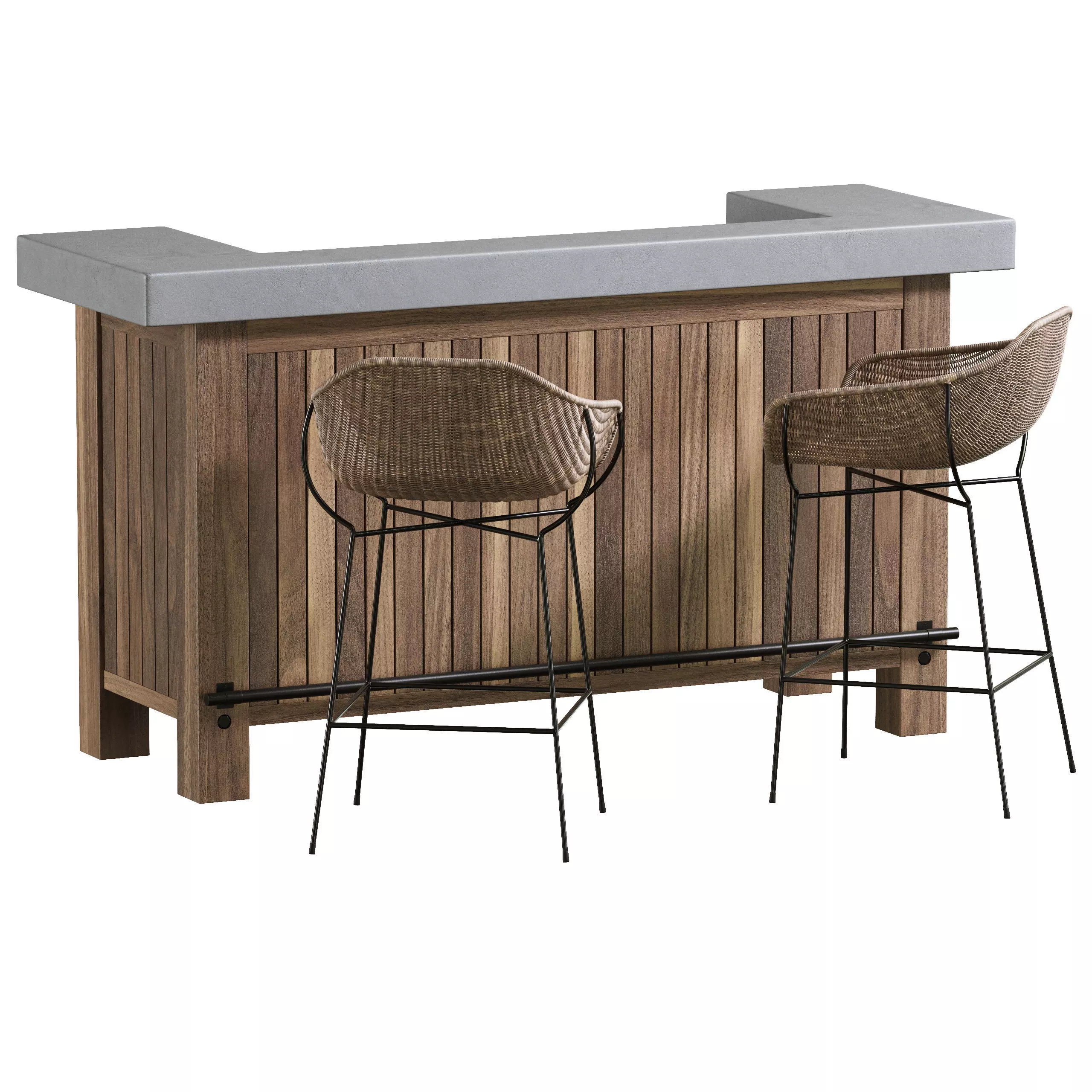 Acacia Ultimate bar table and Wendel bar stool 3D model