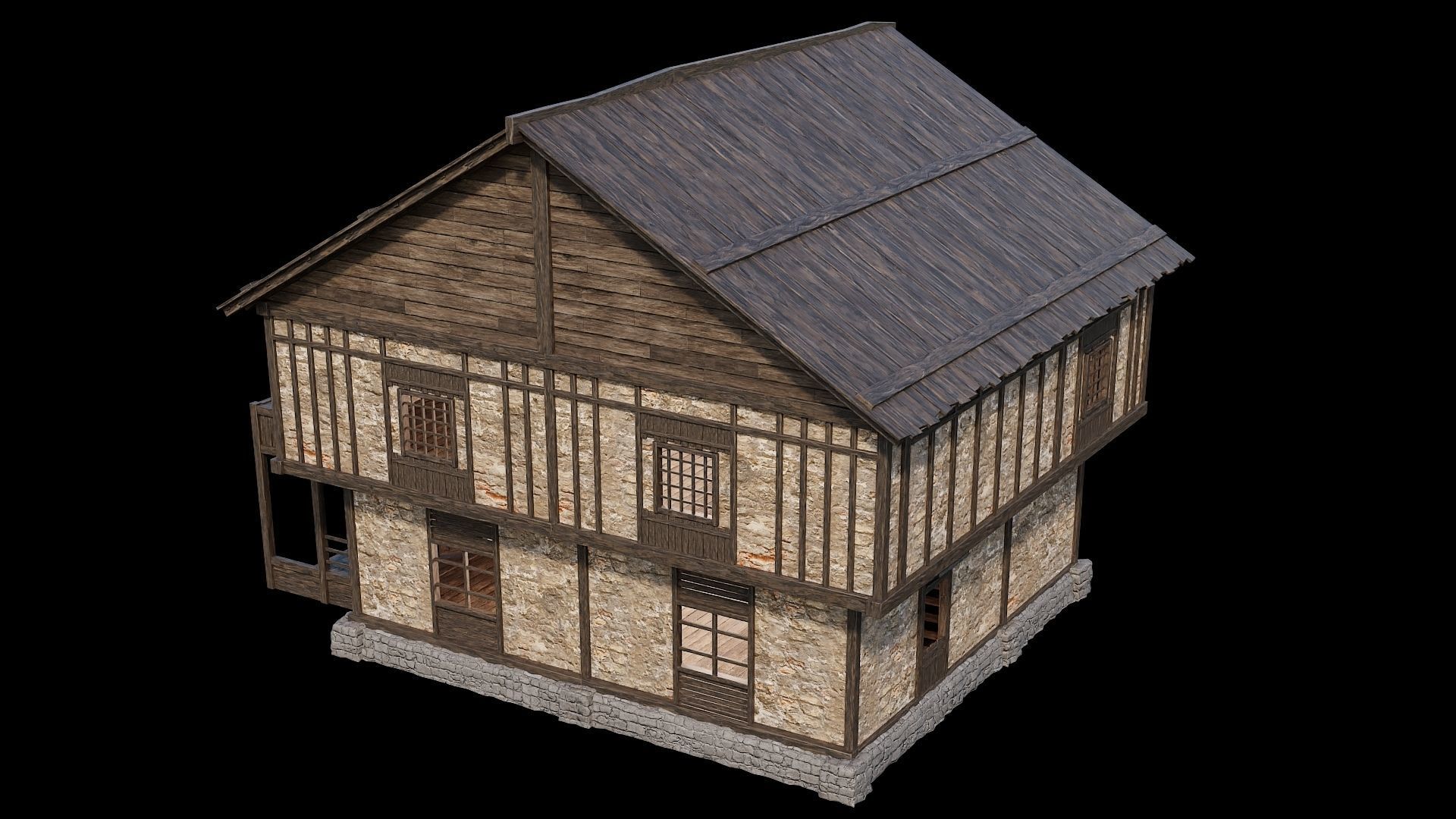 Medieval Village Pack 03 - 3 Assets - 4K Textures Game Ready Low-poly 3D model_19