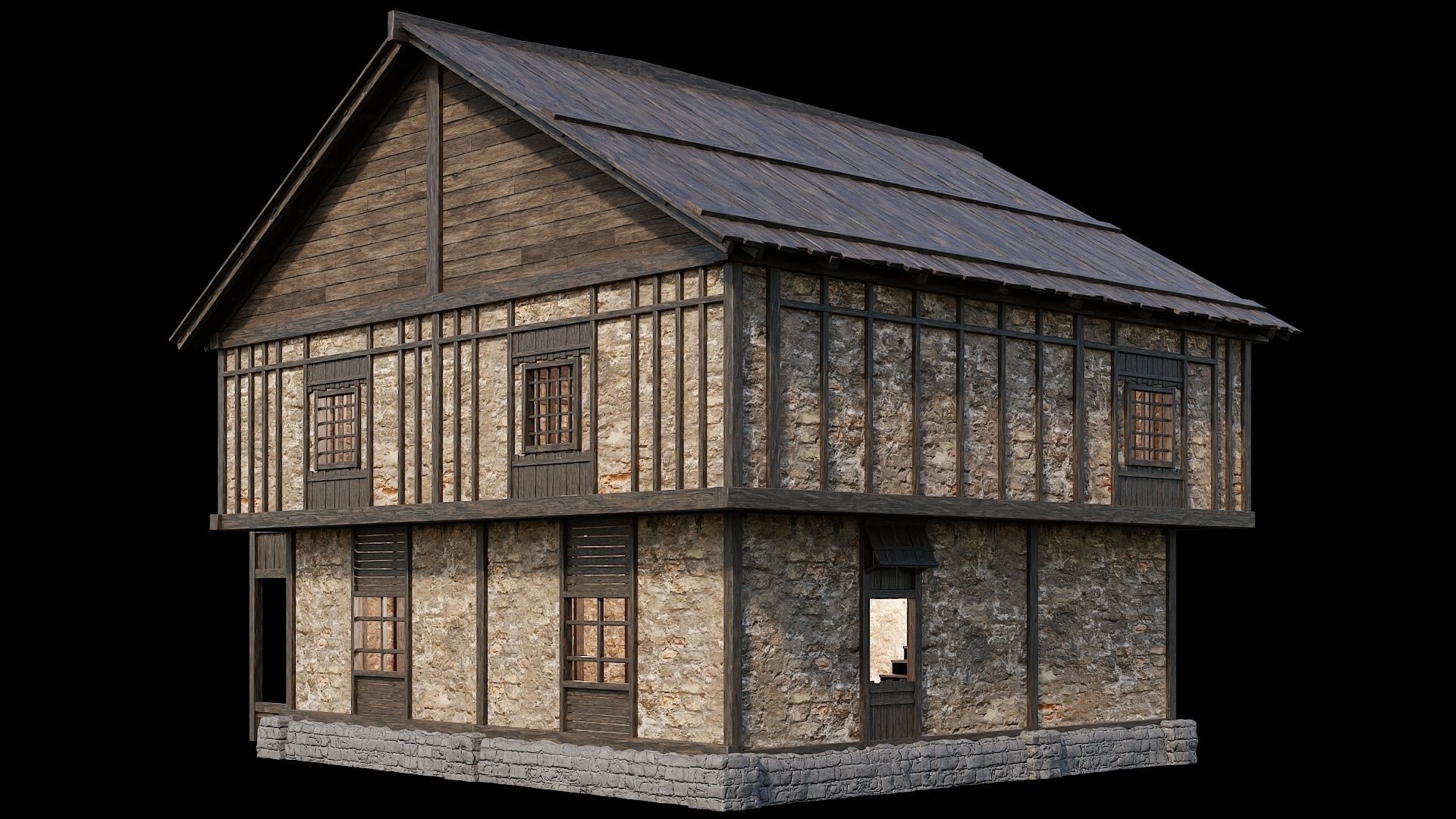 Medieval Village Pack 03 - 3 Assets - 4K Textures Game Ready Low-poly 3D model_14