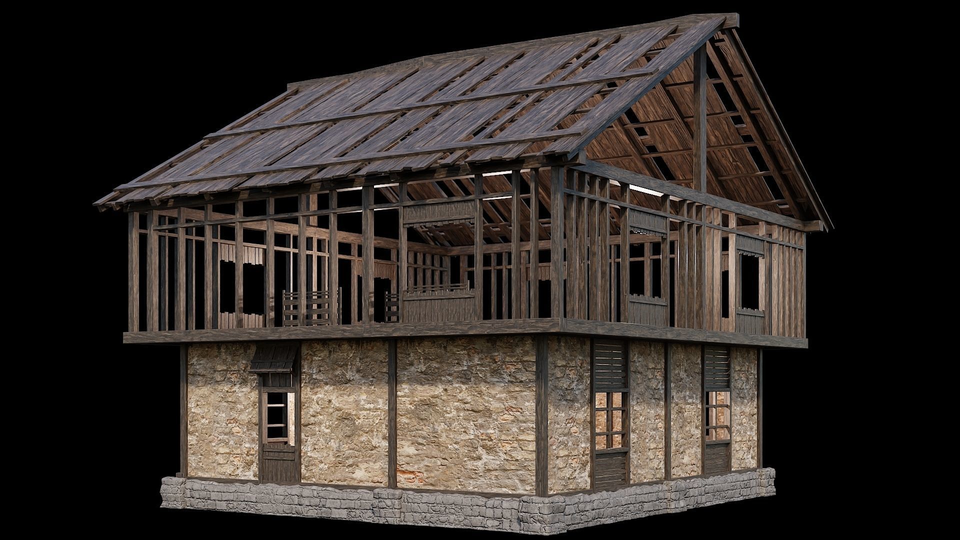 Medieval Village Pack 03 - 3 Assets - 4K Textures Game Ready Low-poly 3D model_22