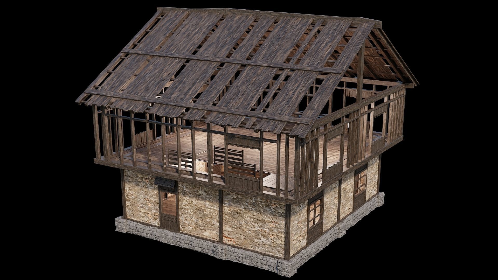 Medieval Village Pack 03 - 3 Assets - 4K Textures Game Ready Low-poly 3D model_27