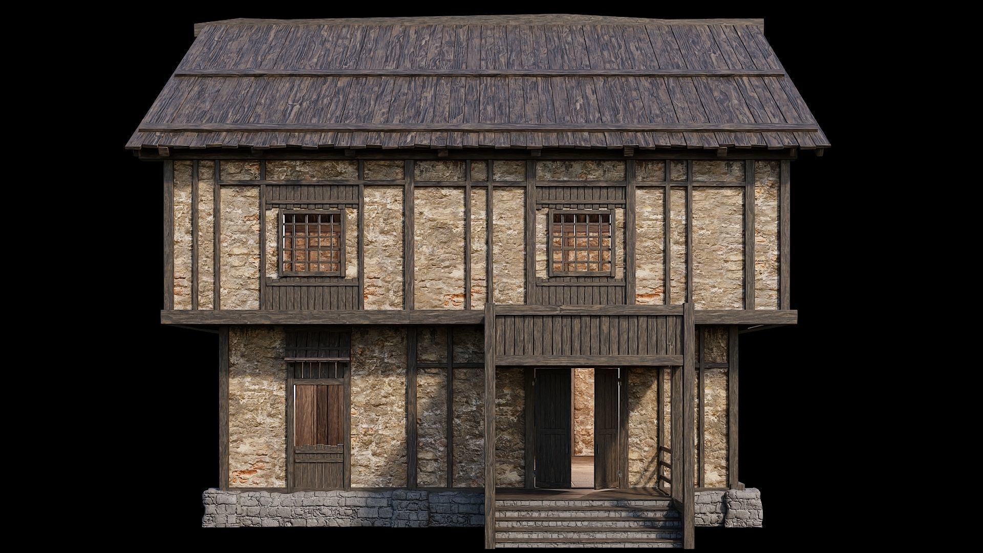 Medieval Village Pack 03 - 3 Assets - 4K Textures Game Ready Low-poly 3D model_16