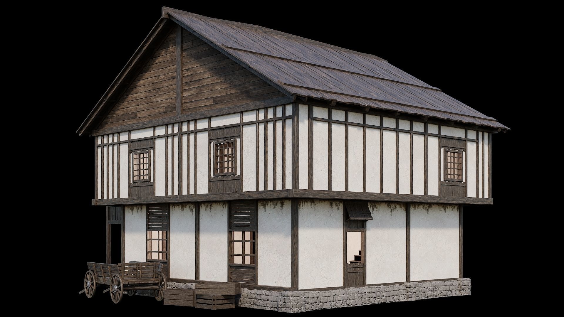 Medieval Village Pack 03 - 3 Assets - 4K Textures Game Ready Low-poly 3D model_4