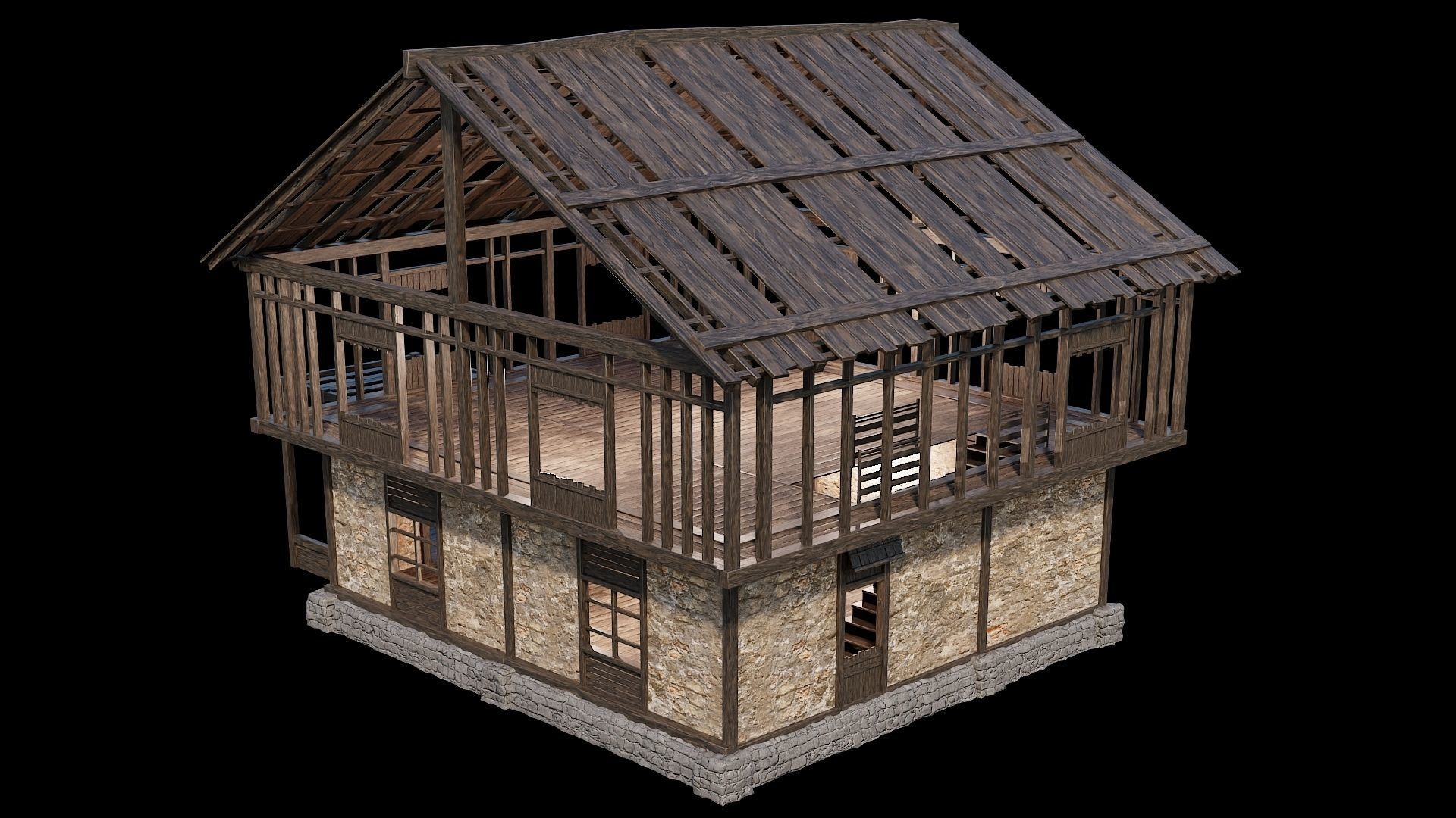 Medieval Village Pack 03 - 3 Assets - 4K Textures Game Ready Low-poly 3D model_28