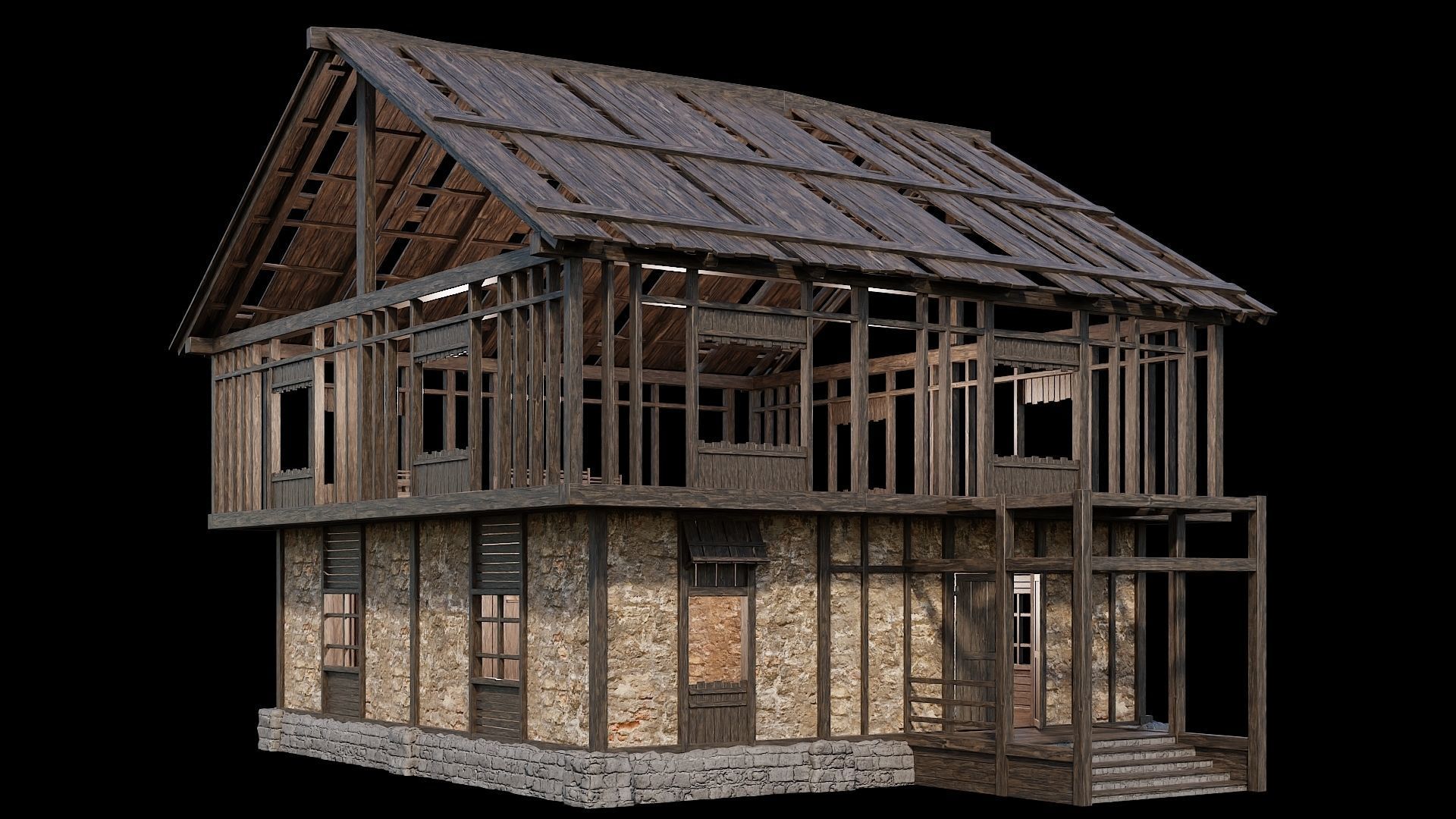 Medieval Village Pack 03 - 3 Assets - 4K Textures Game Ready Low-poly 3D model_21