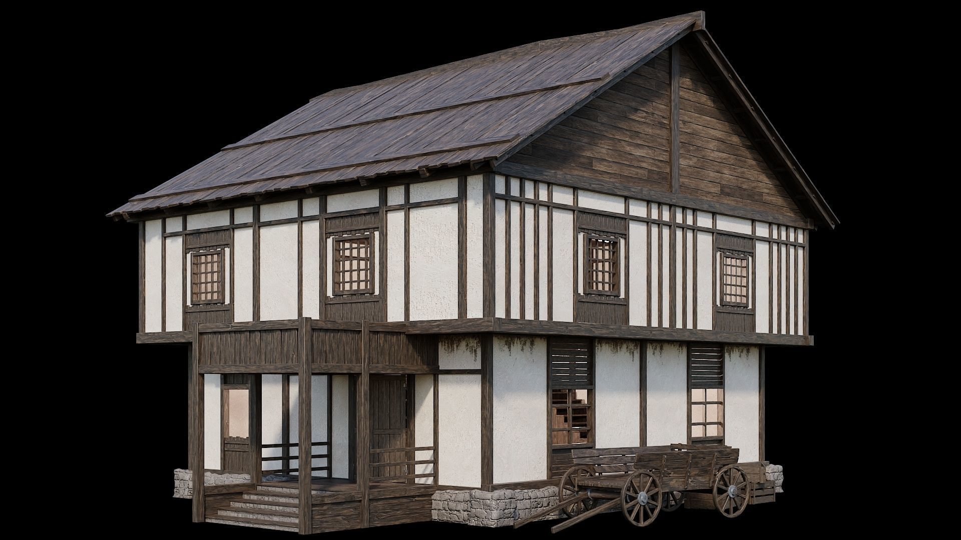 Medieval Village Pack 03 - 3 Assets - 4K Textures Game Ready Low-poly 3D model_5