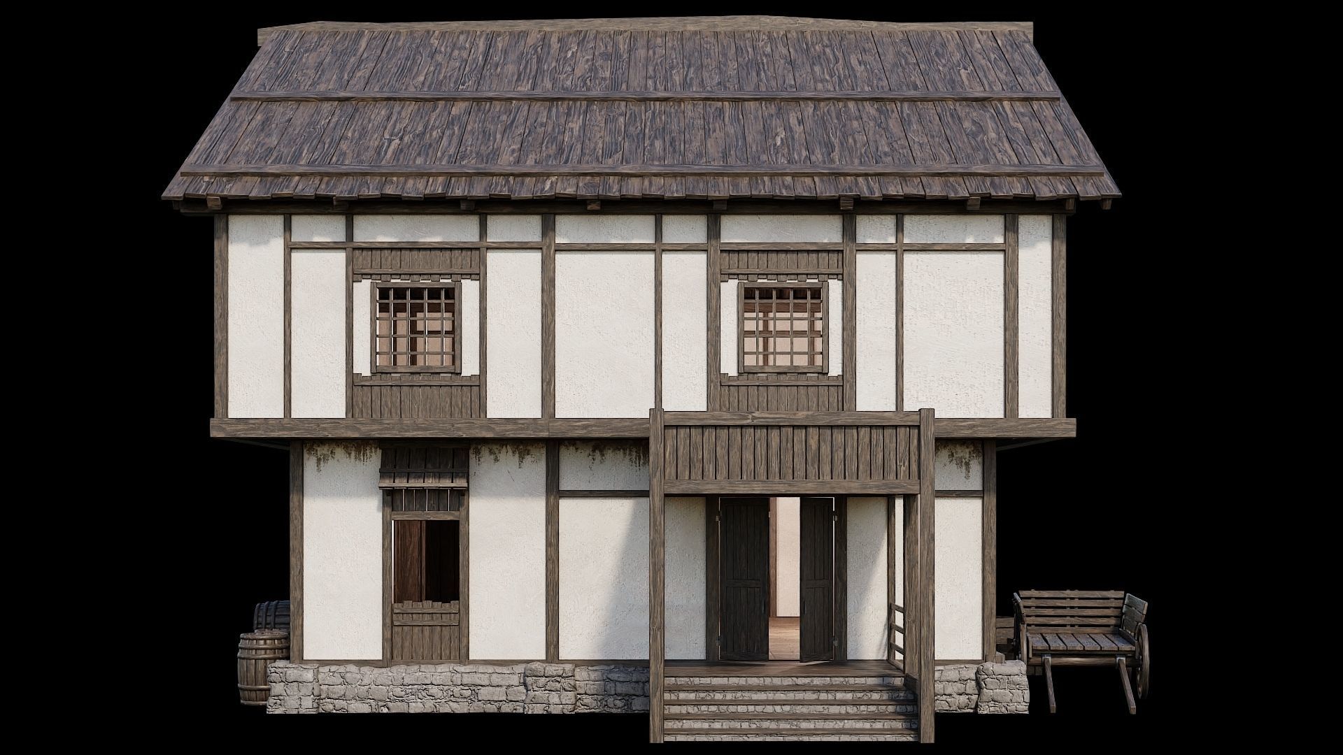 Medieval Village Pack 03 - 3 Assets - 4K Textures Game Ready Low-poly 3D model_6