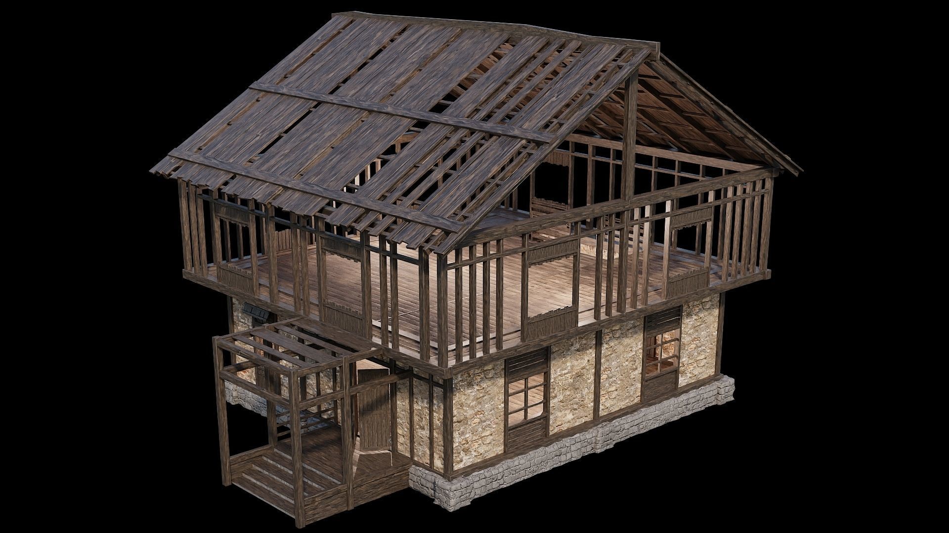 Medieval Village Pack 03 - 3 Assets - 4K Textures Game Ready Low-poly 3D model_29