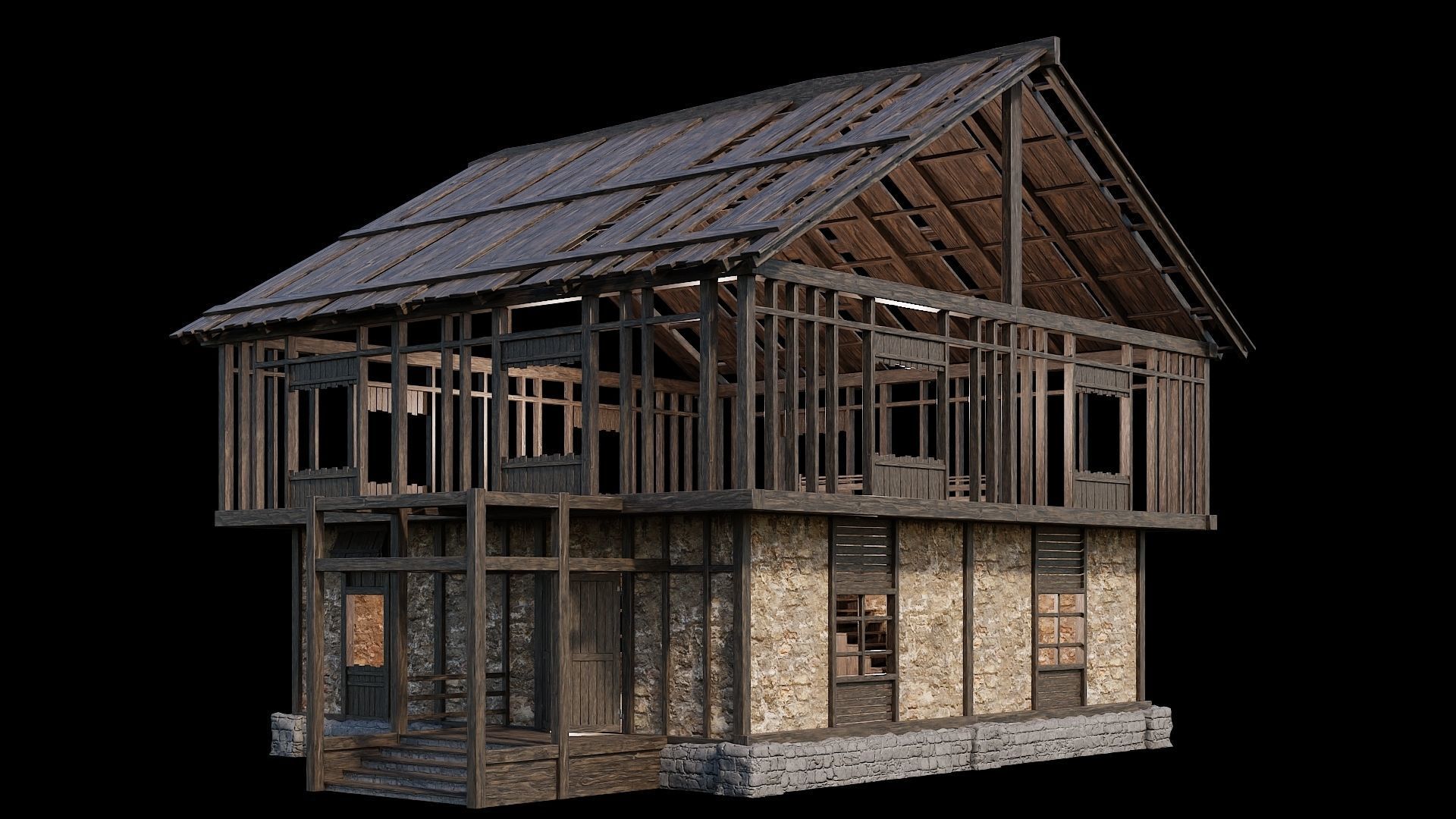 Medieval Village Pack 03 - 3 Assets - 4K Textures Game Ready Low-poly 3D model_24