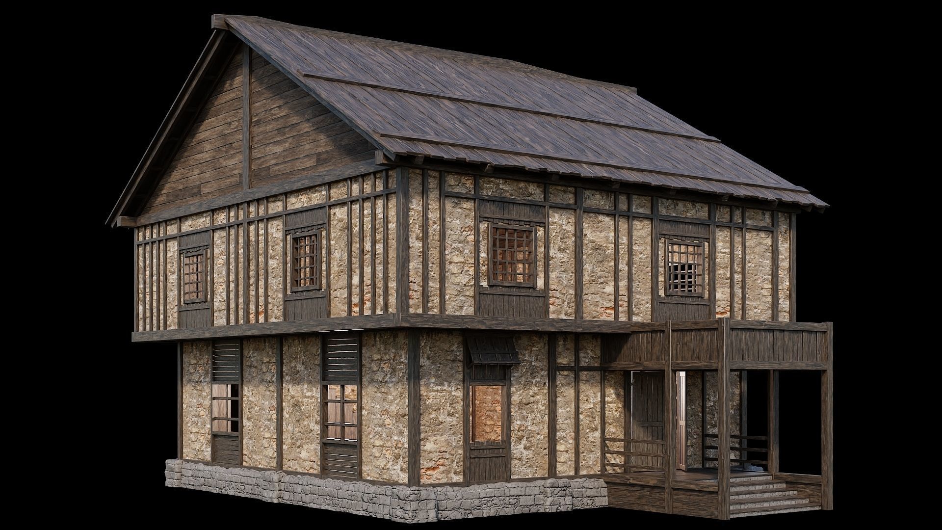 Medieval Village Pack 03 - 3 Assets - 4K Textures Game Ready Low-poly 3D model_12