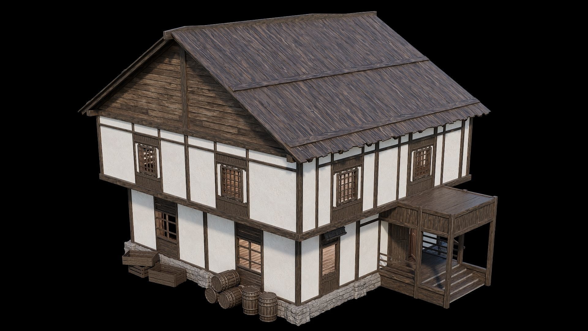 Medieval Village Pack 03 - 3 Assets - 4K Textures Game Ready Low-poly 3D model_7