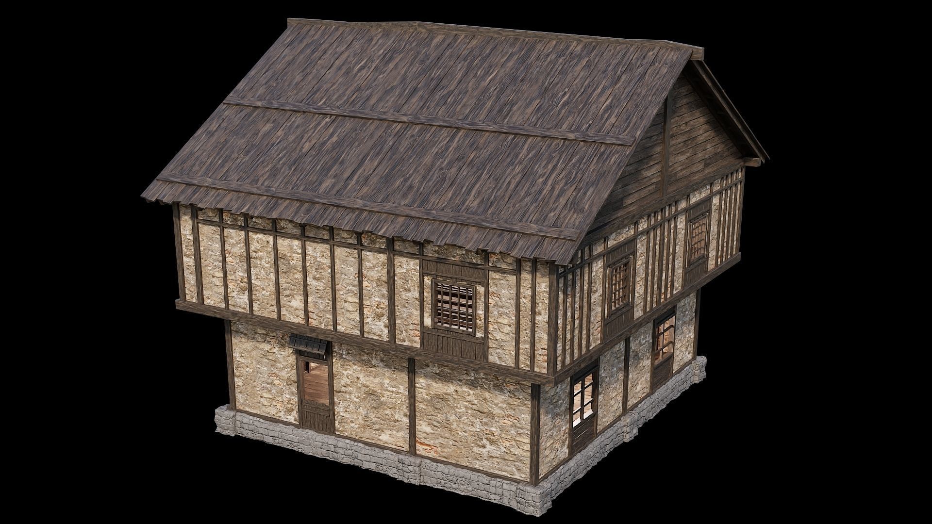 Medieval Village Pack 03 - 3 Assets - 4K Textures Game Ready Low-poly 3D model_18