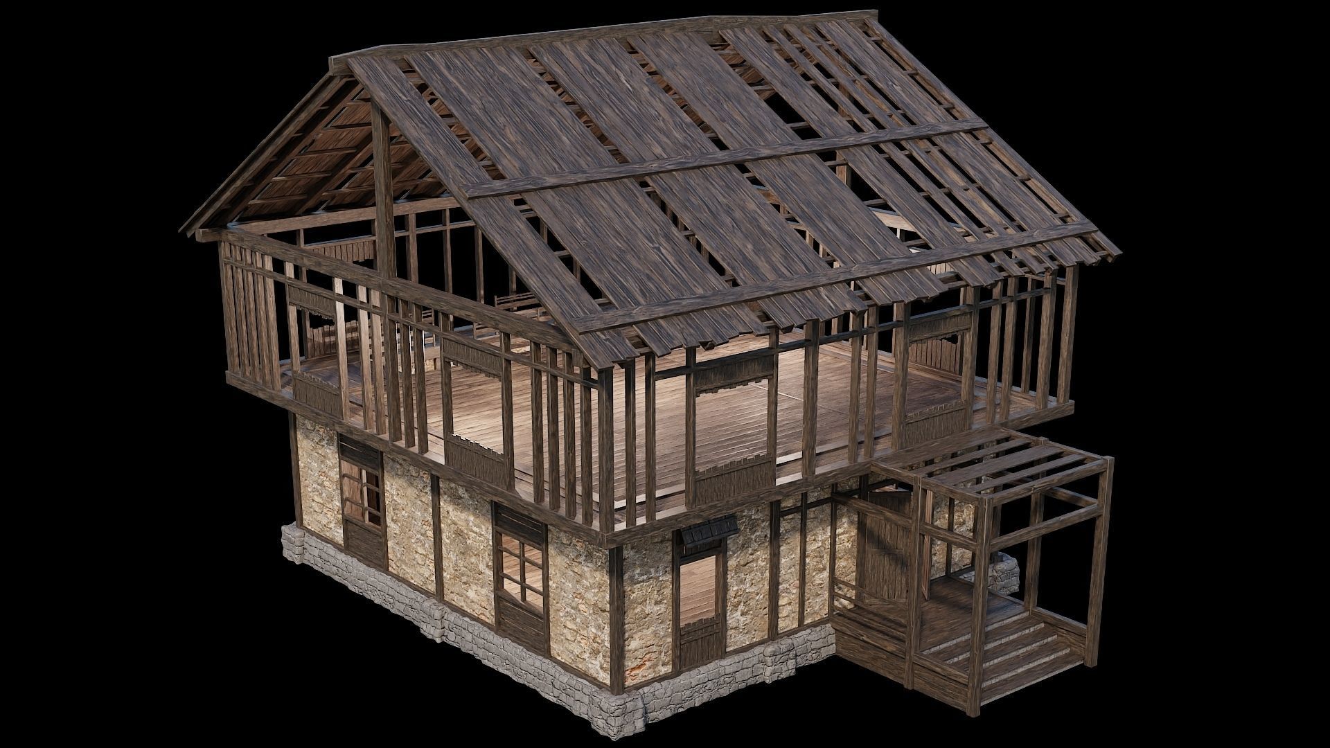 Medieval Village Pack 03 - 3 Assets - 4K Textures Game Ready Low-poly 3D model_26