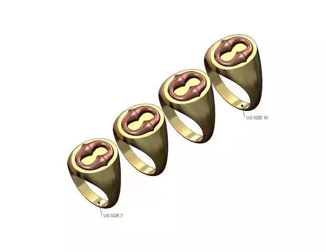 Bone link insert signet ring US sizes 7to10