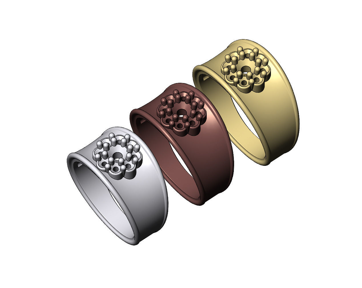 Round diamond cluster concave ring US sizes 7 8 9 3D print model_5