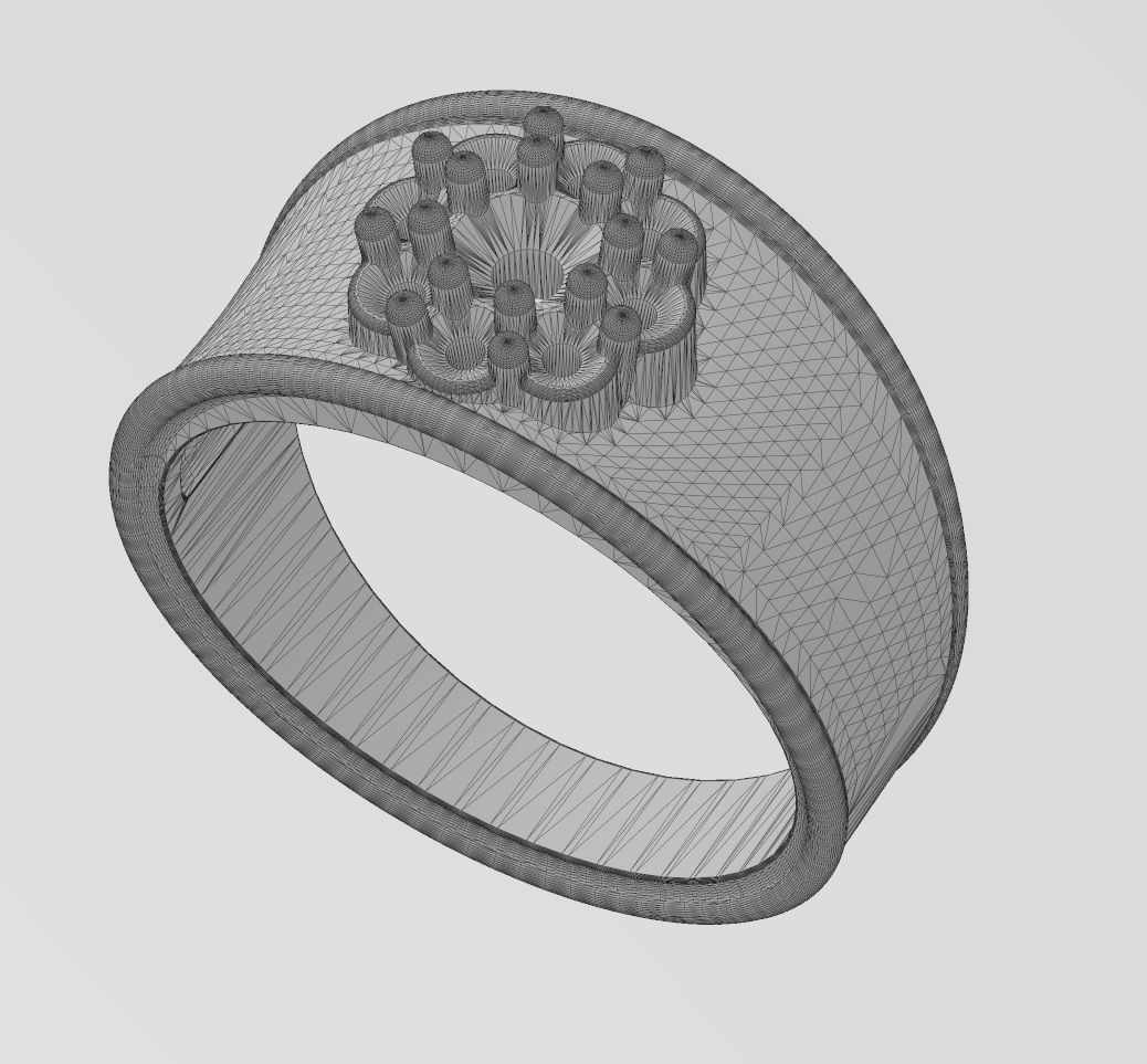 Round diamond cluster concave ring US sizes 7 8 9 3D print model_14