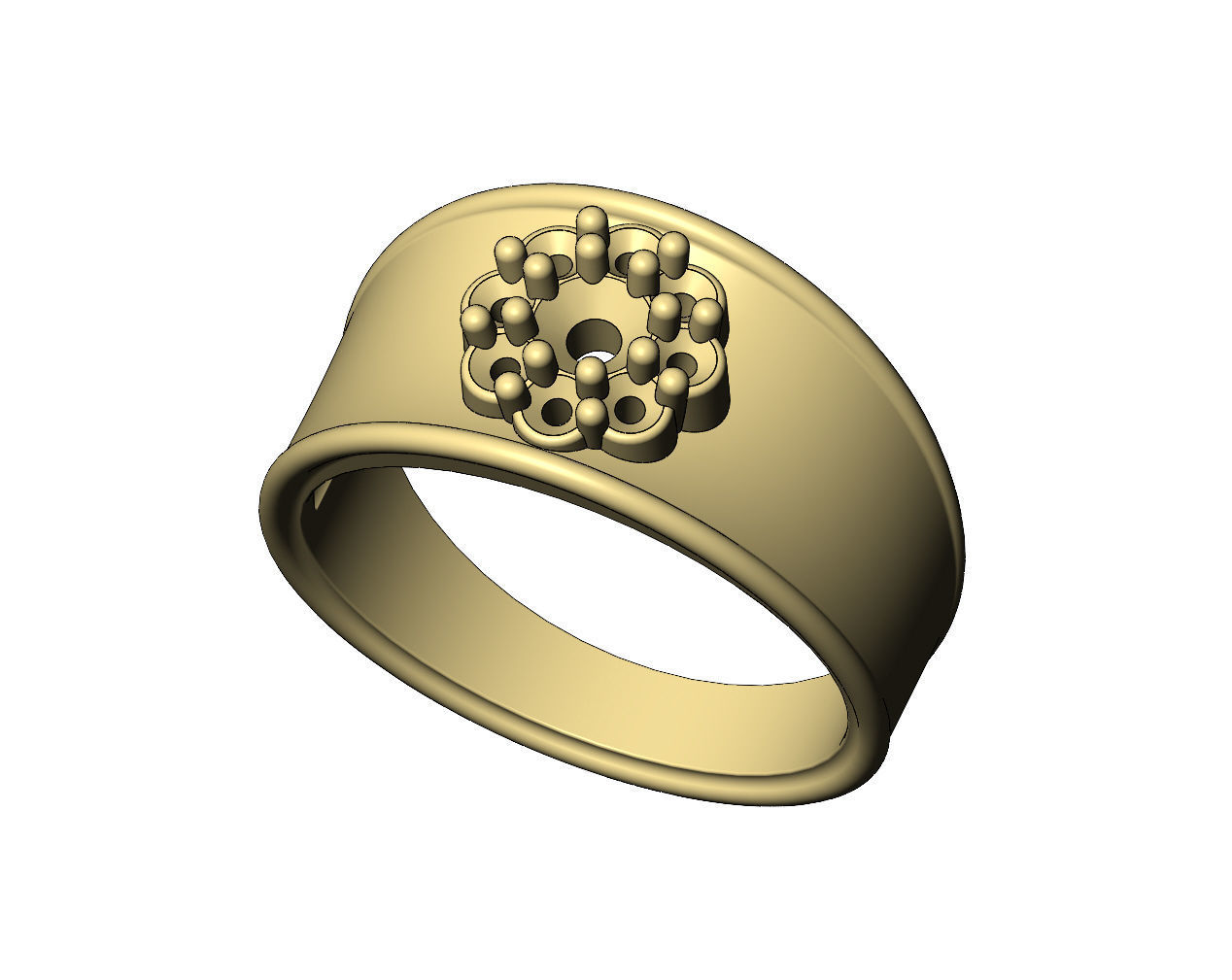 Round diamond cluster concave ring US sizes 7 8 9 3D print model_6