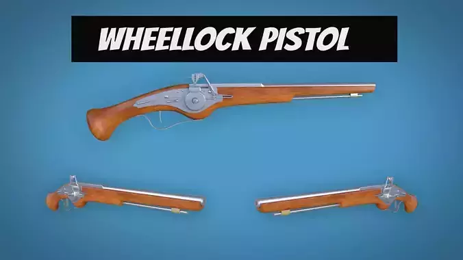 WheelLock Pistol Firearm LowPoly 3D Model