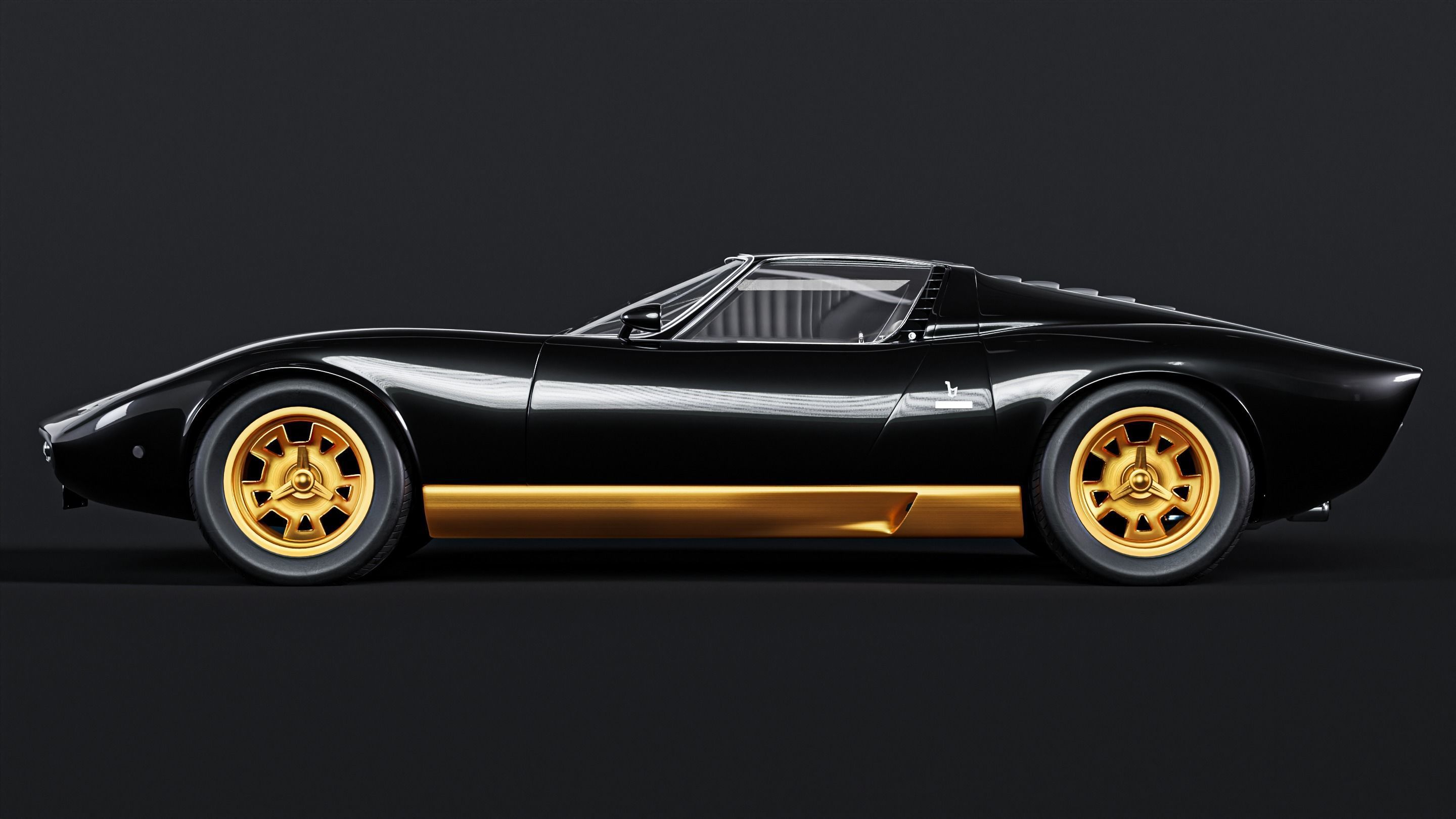The First Super Car - Black and Gold Special Edition Low-poly 3D model_3
