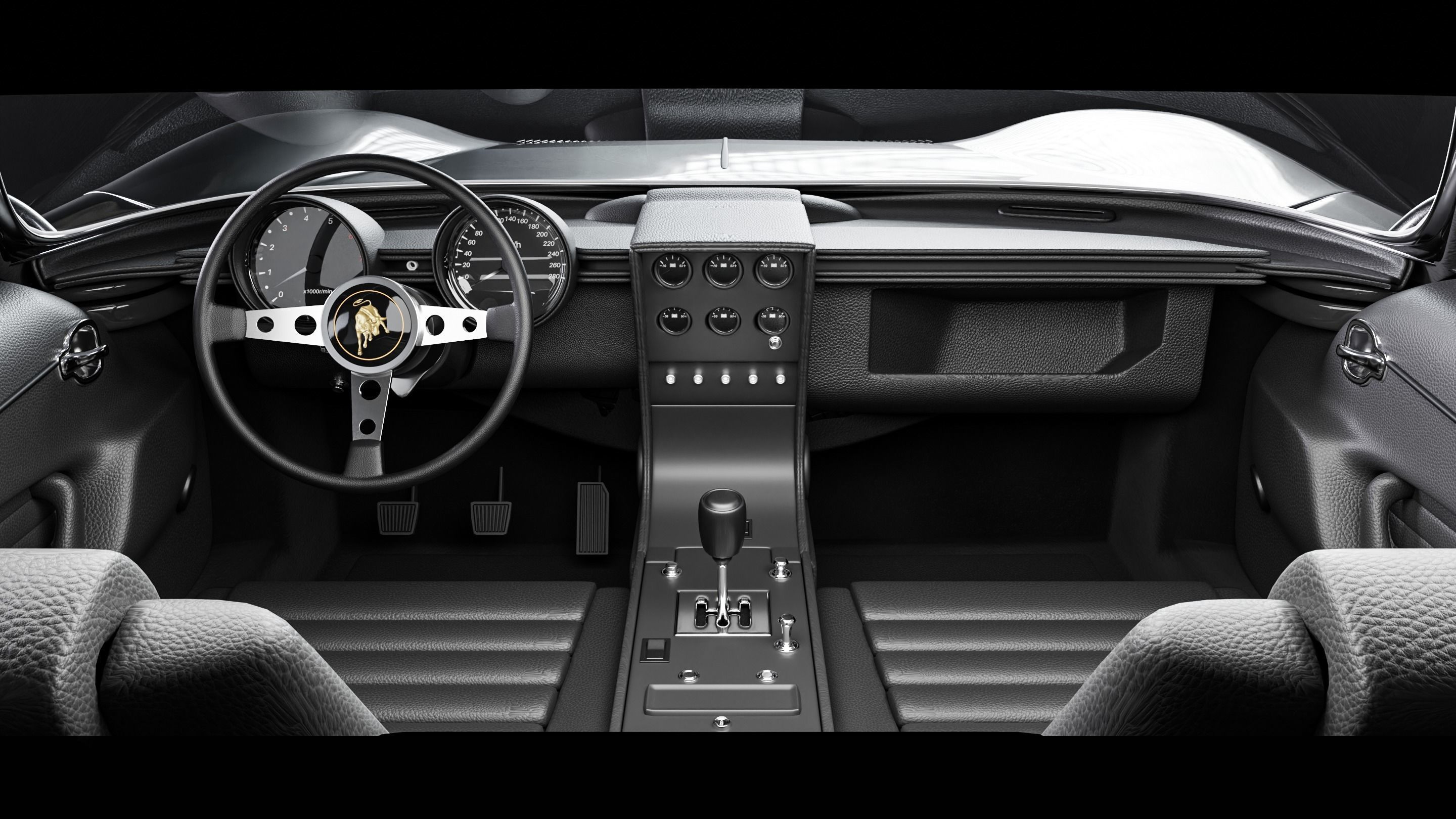 The First Super Car - Black and Gold Special Edition Low-poly 3D model_4