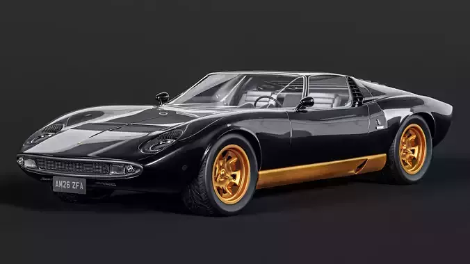 The First Super Car - Black and Gold Special Edition Low-poly 3D model