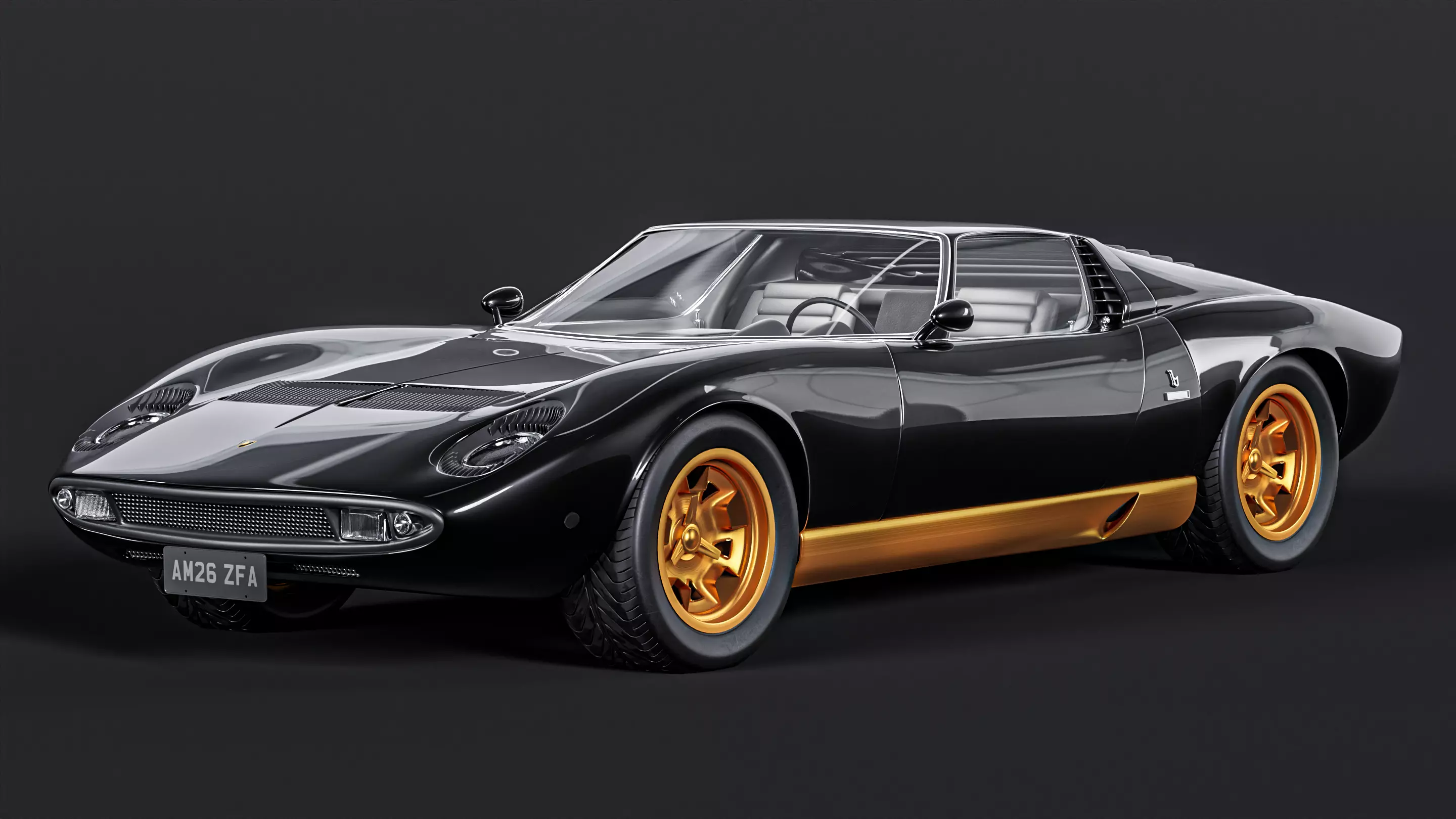 The First Super Car - Black and Gold Special Edition Low-poly 3D model_0