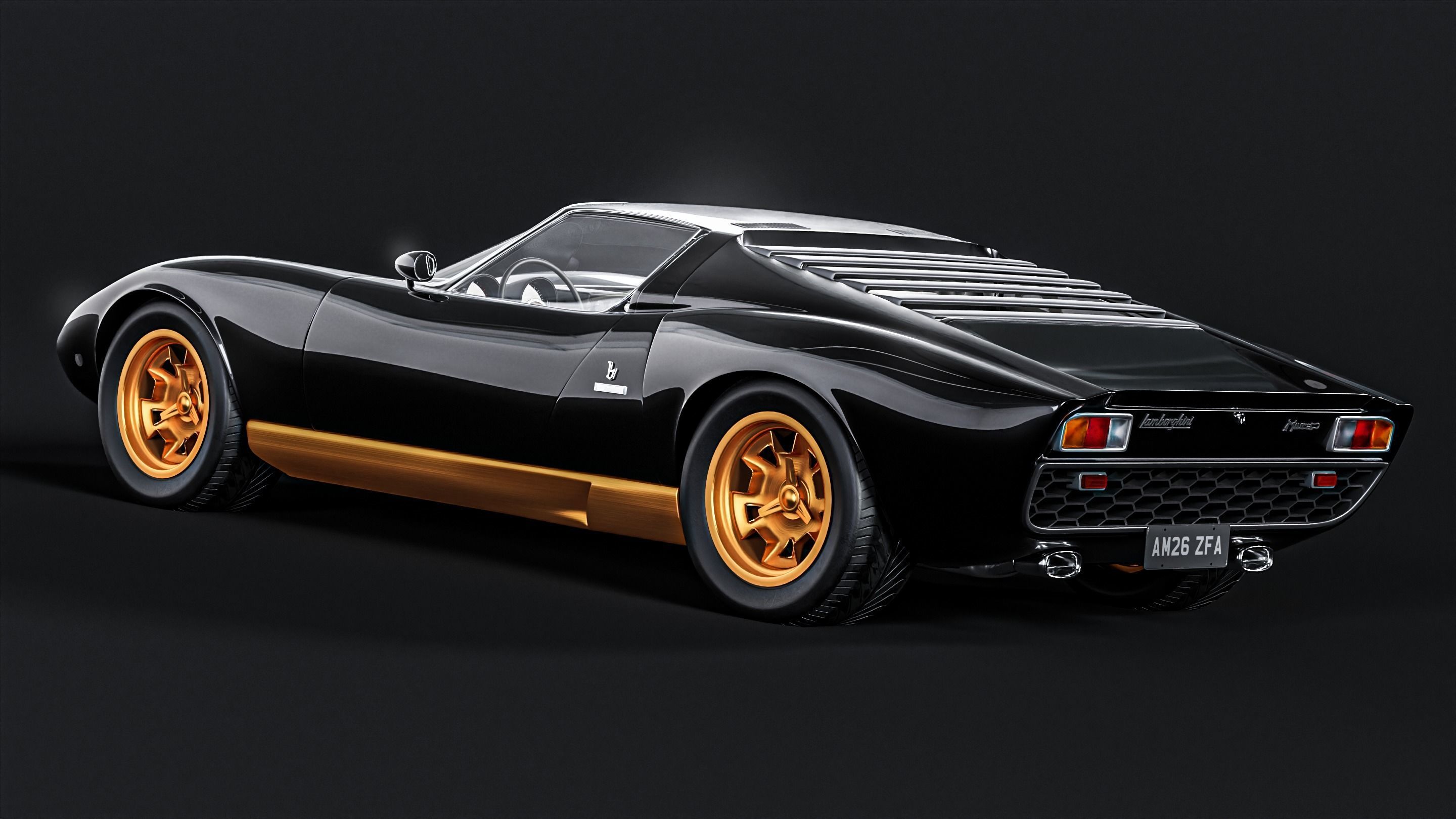 The First Super Car - Black and Gold Special Edition Low-poly 3D model_7