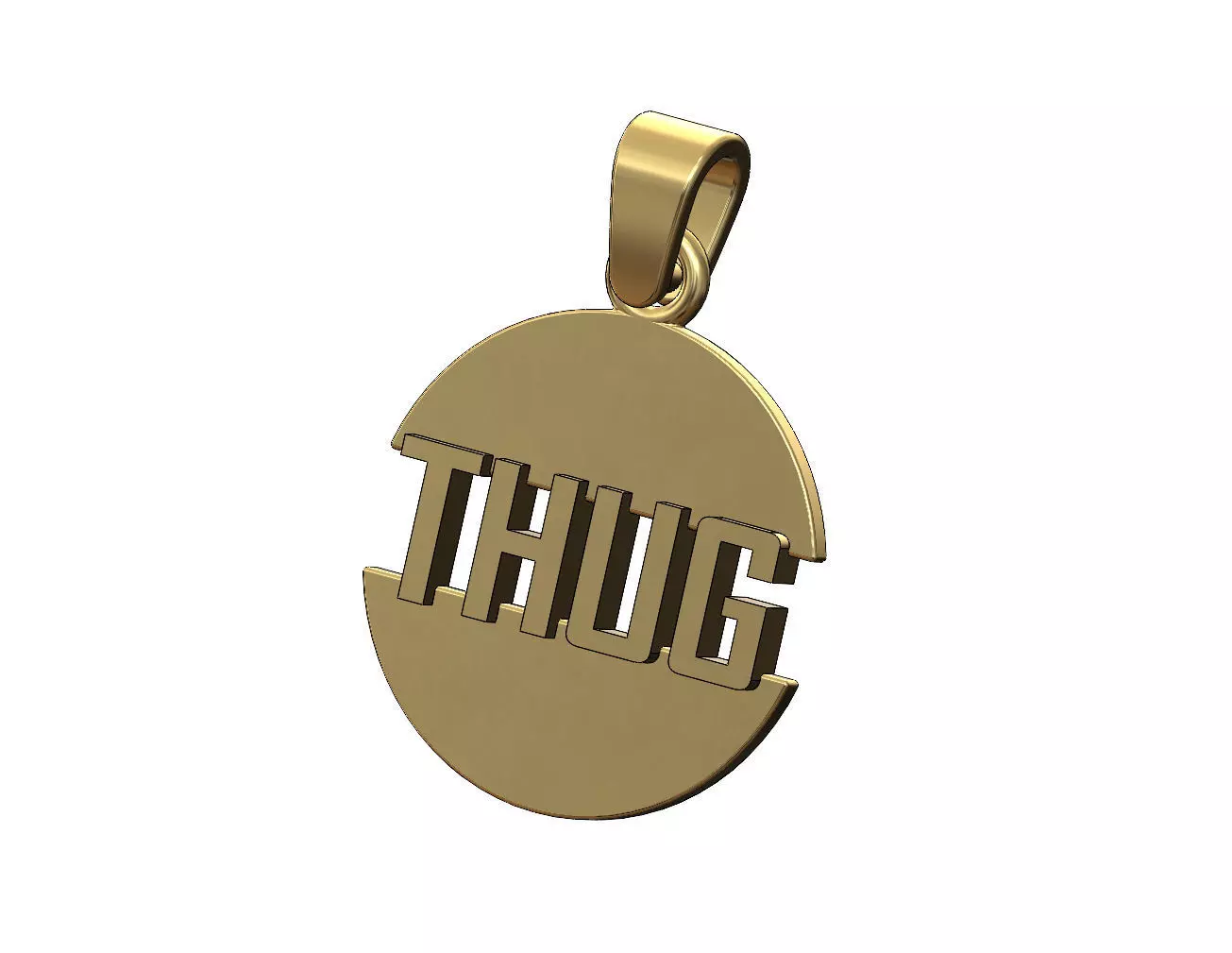 Thug split round pendant with bail 3D print model