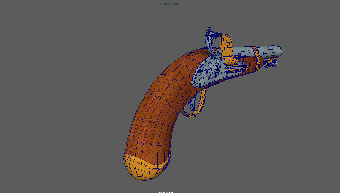 3D model Flintlock Pistol Firearm LowPoly 3D Model VR / AR / low-poly ...