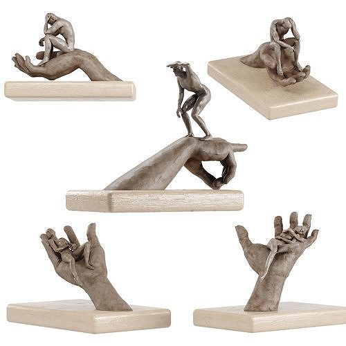 Human Sculptures 16 On Hands Low-poly 3D model