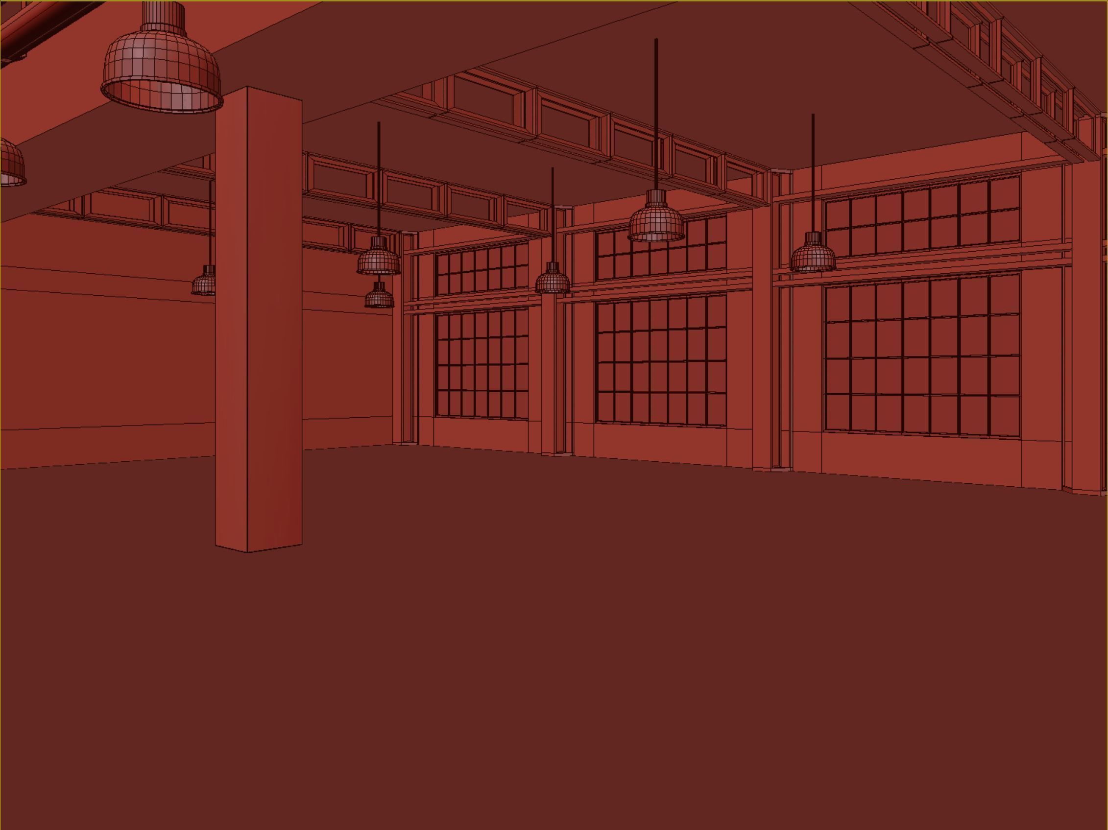 low poly interior loft office hall 03 Low-poly 3D model_7