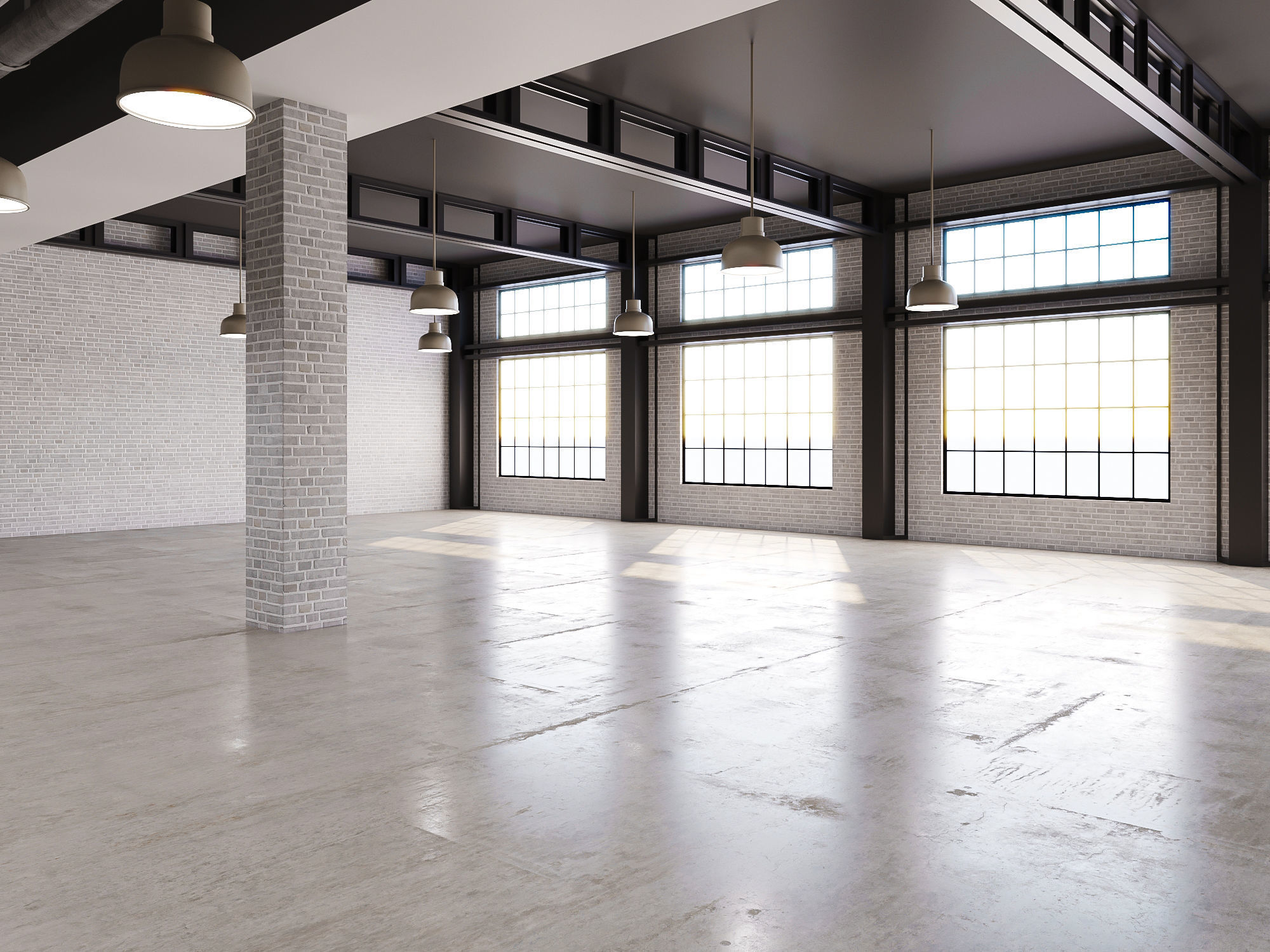 low poly interior loft office hall 03 Low-poly 3D model_6