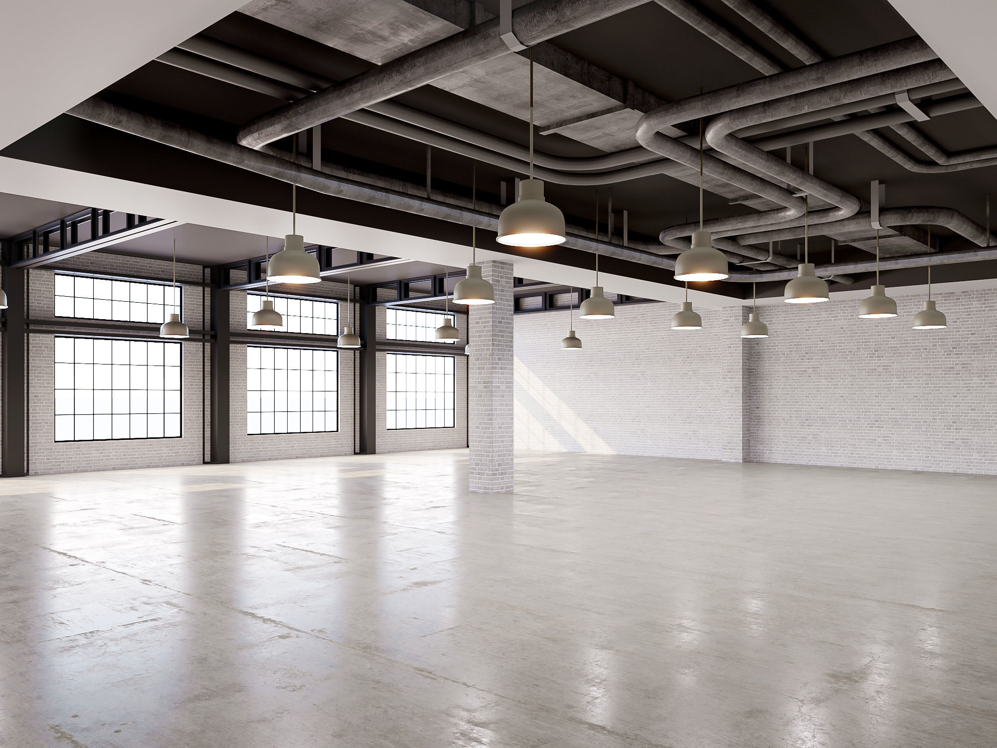 low poly interior loft office hall 03 Low-poly 3D model_1