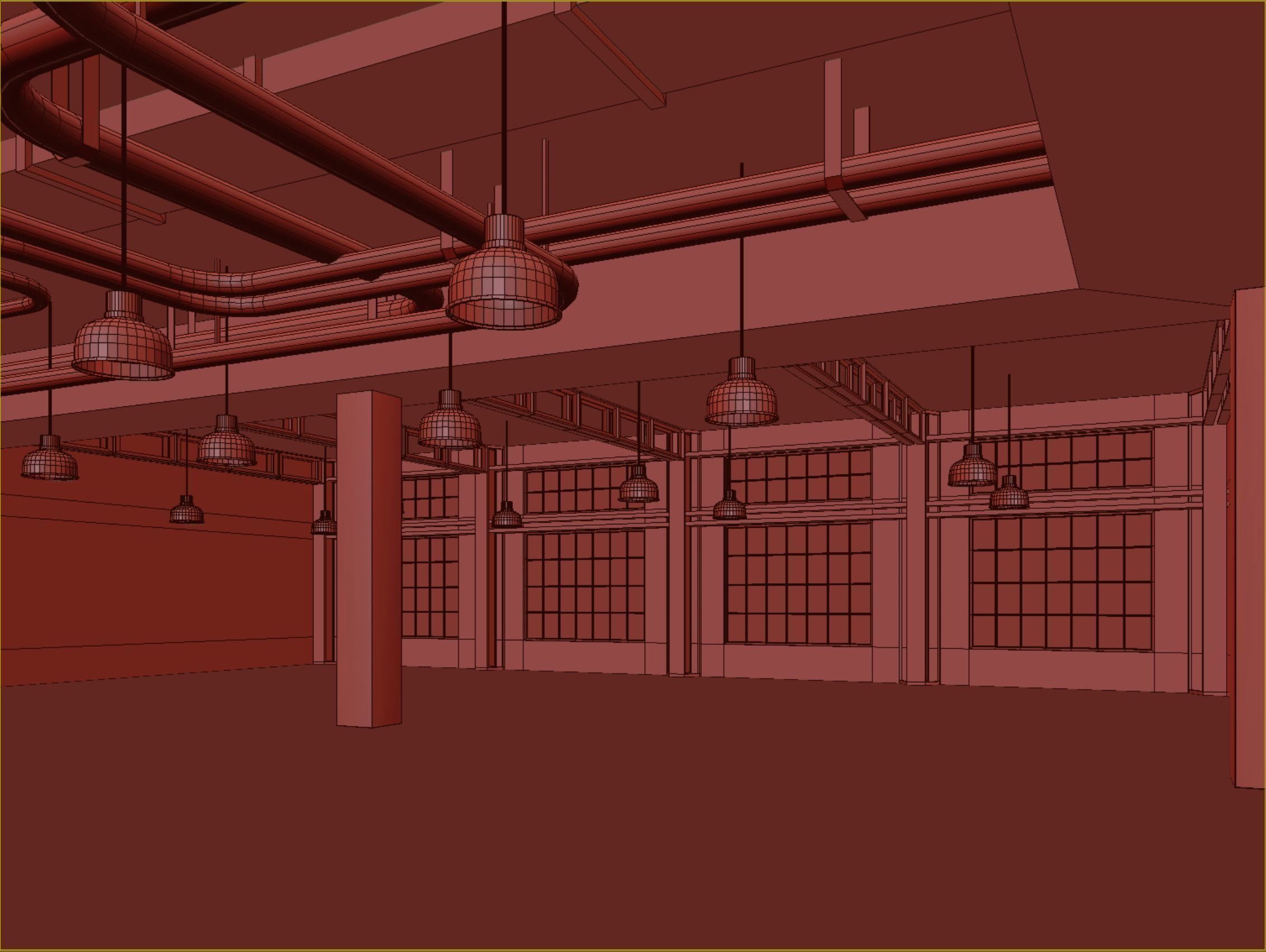 low poly interior loft office hall 03 Low-poly 3D model_10