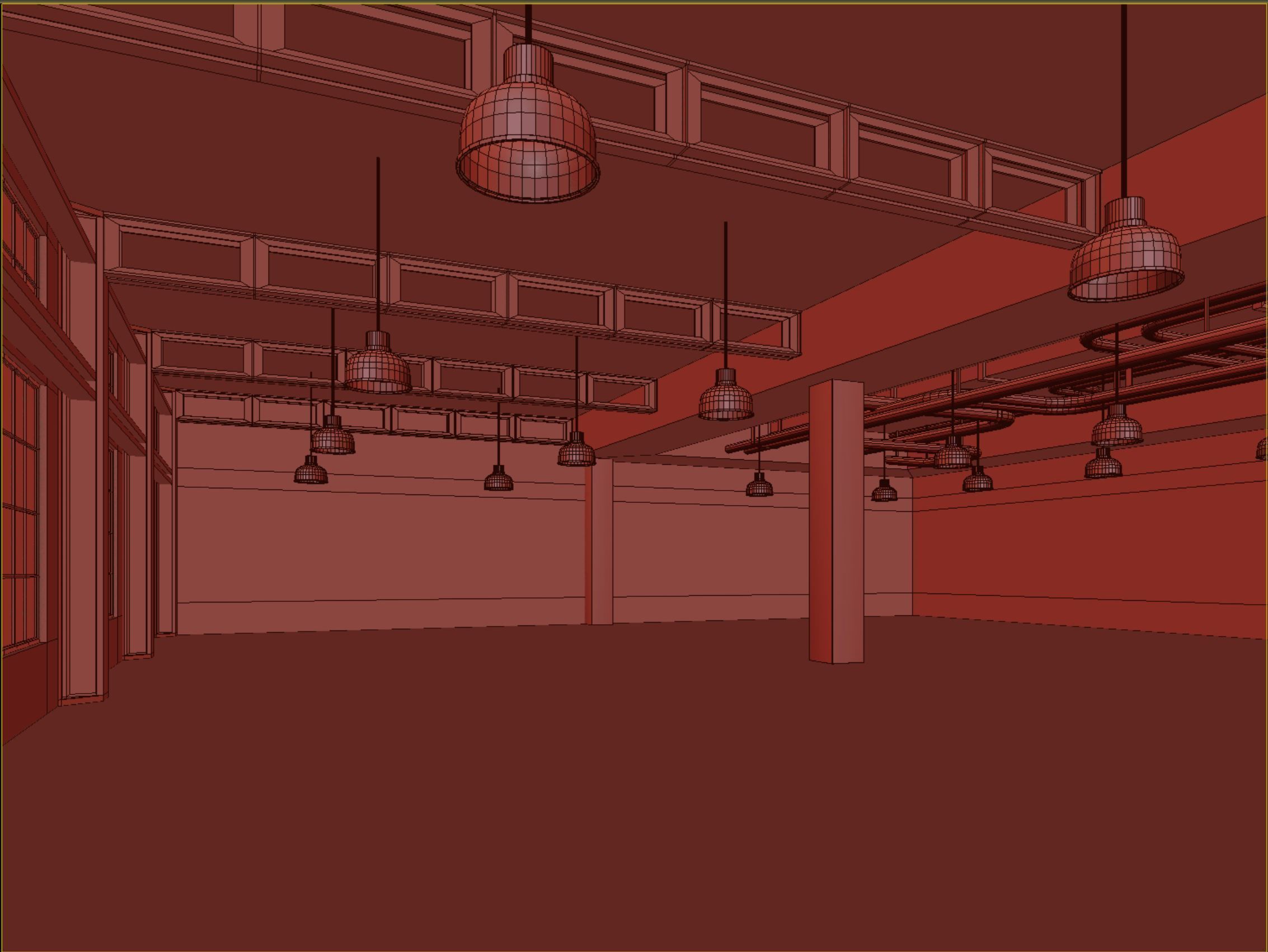 low poly interior loft office hall 03 Low-poly 3D model_9