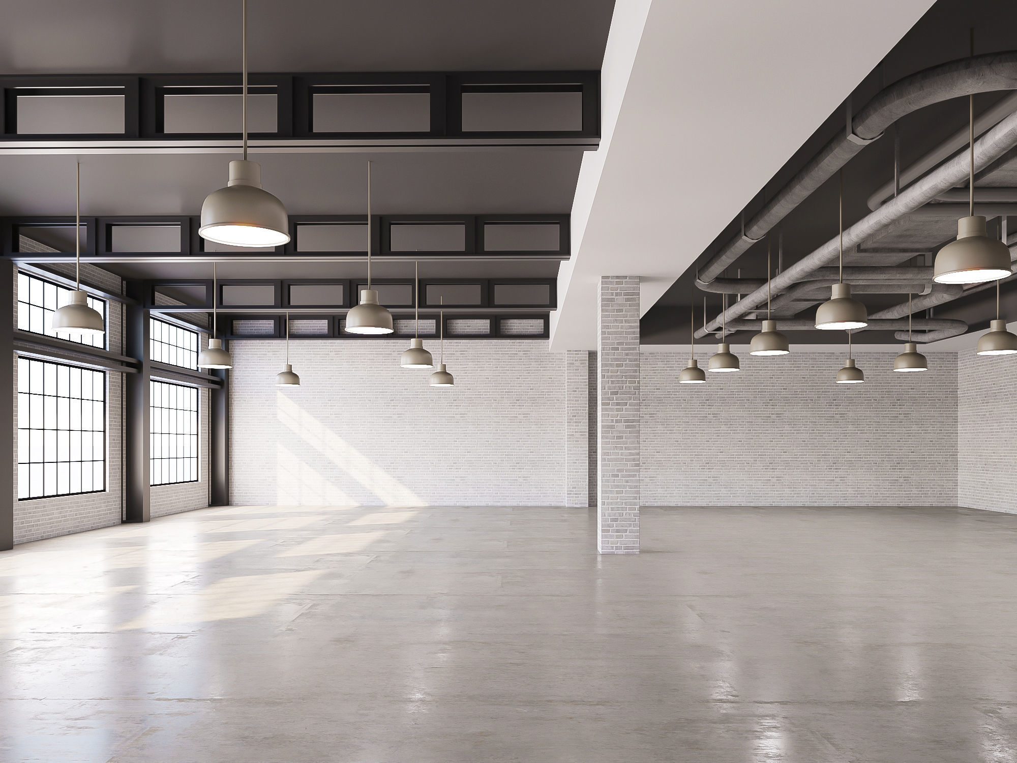 low poly interior loft office hall 03 Low-poly 3D model_3