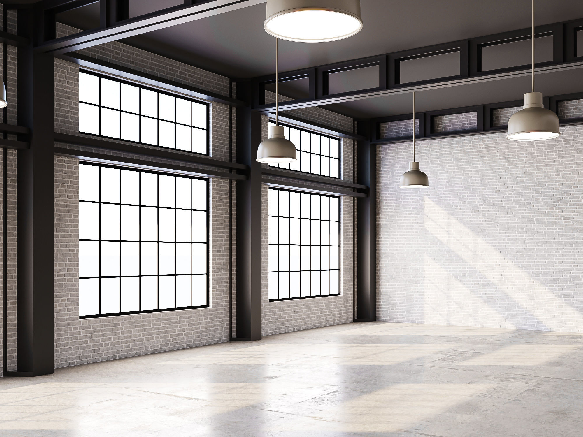 low poly interior loft office hall 03 Low-poly 3D model_5