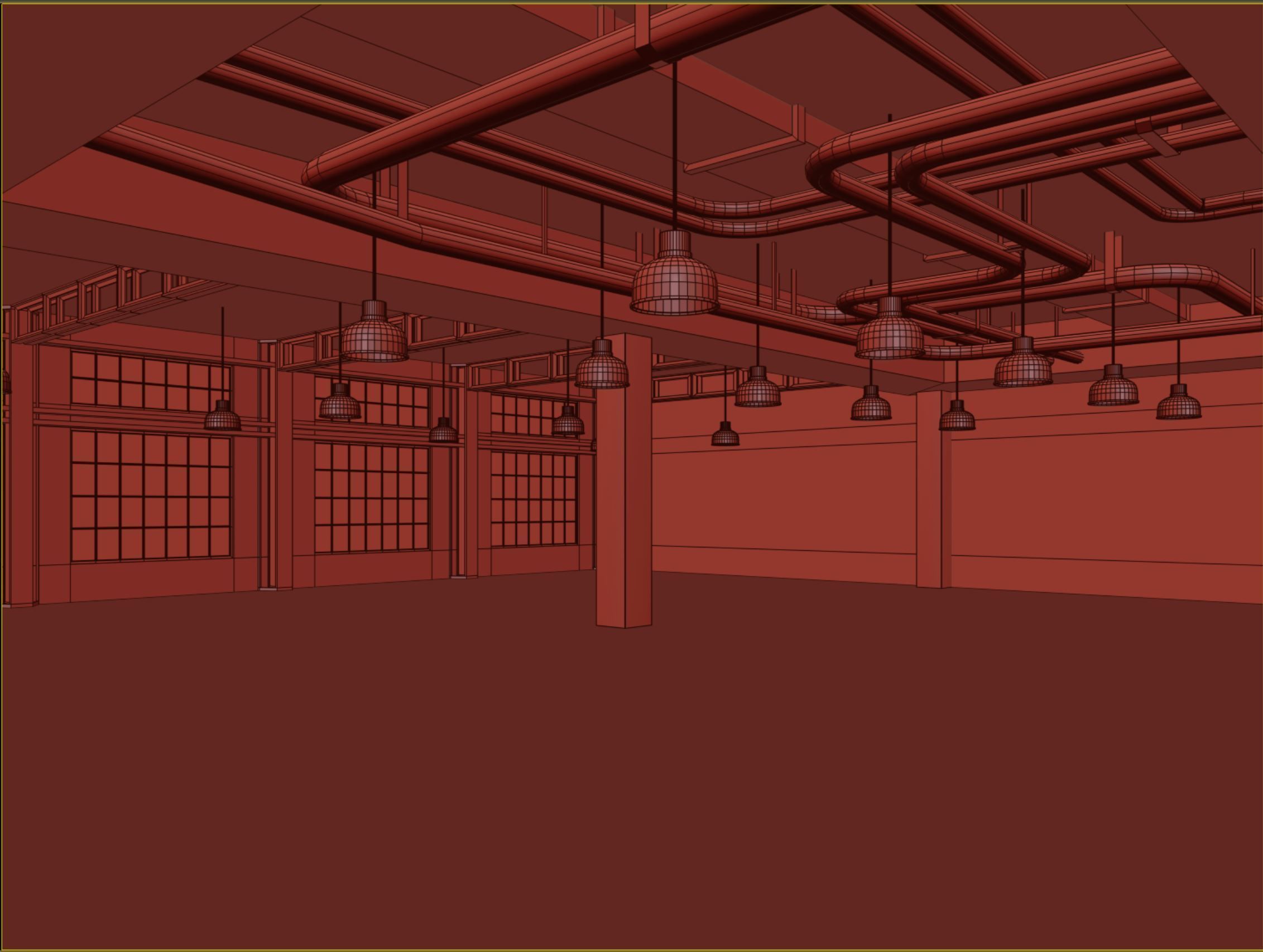 low poly interior loft office hall 03 Low-poly 3D model_8