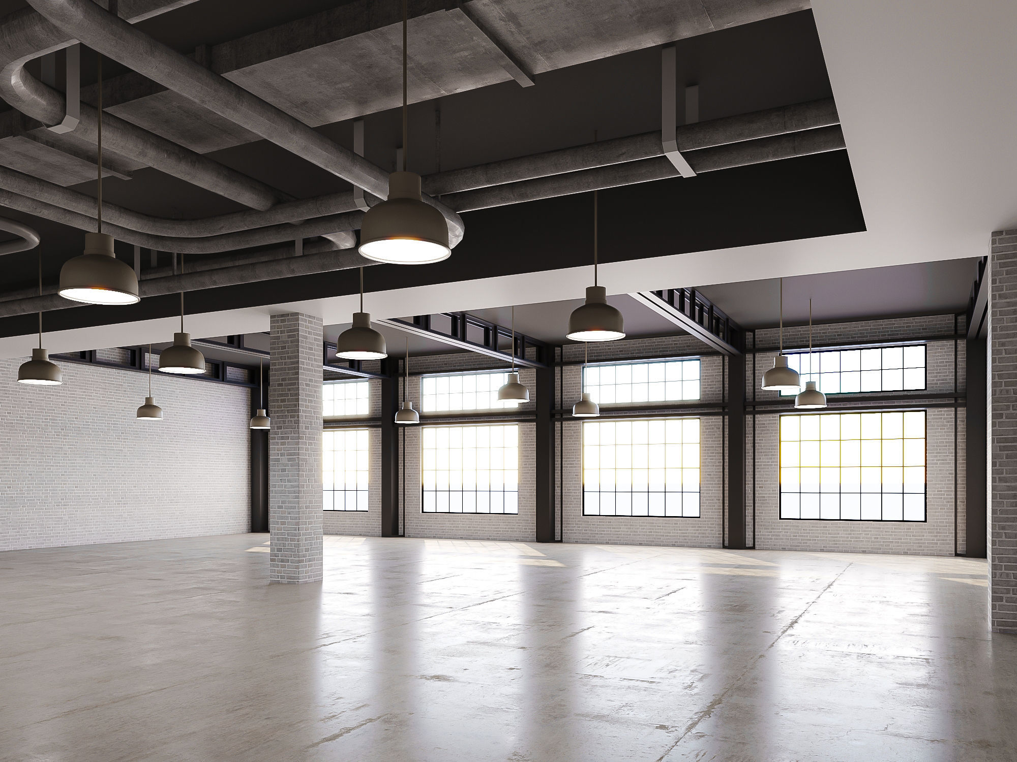 low poly interior loft office hall 03 Low-poly 3D model_4