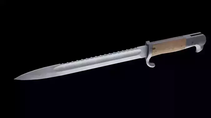 German bayonet Kurzes Seitengewehr 1898 kS98 Low-poly 3D model