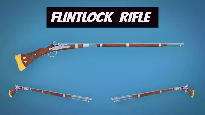 FlintLock Rifle  LowPoly Firearm 3D Model