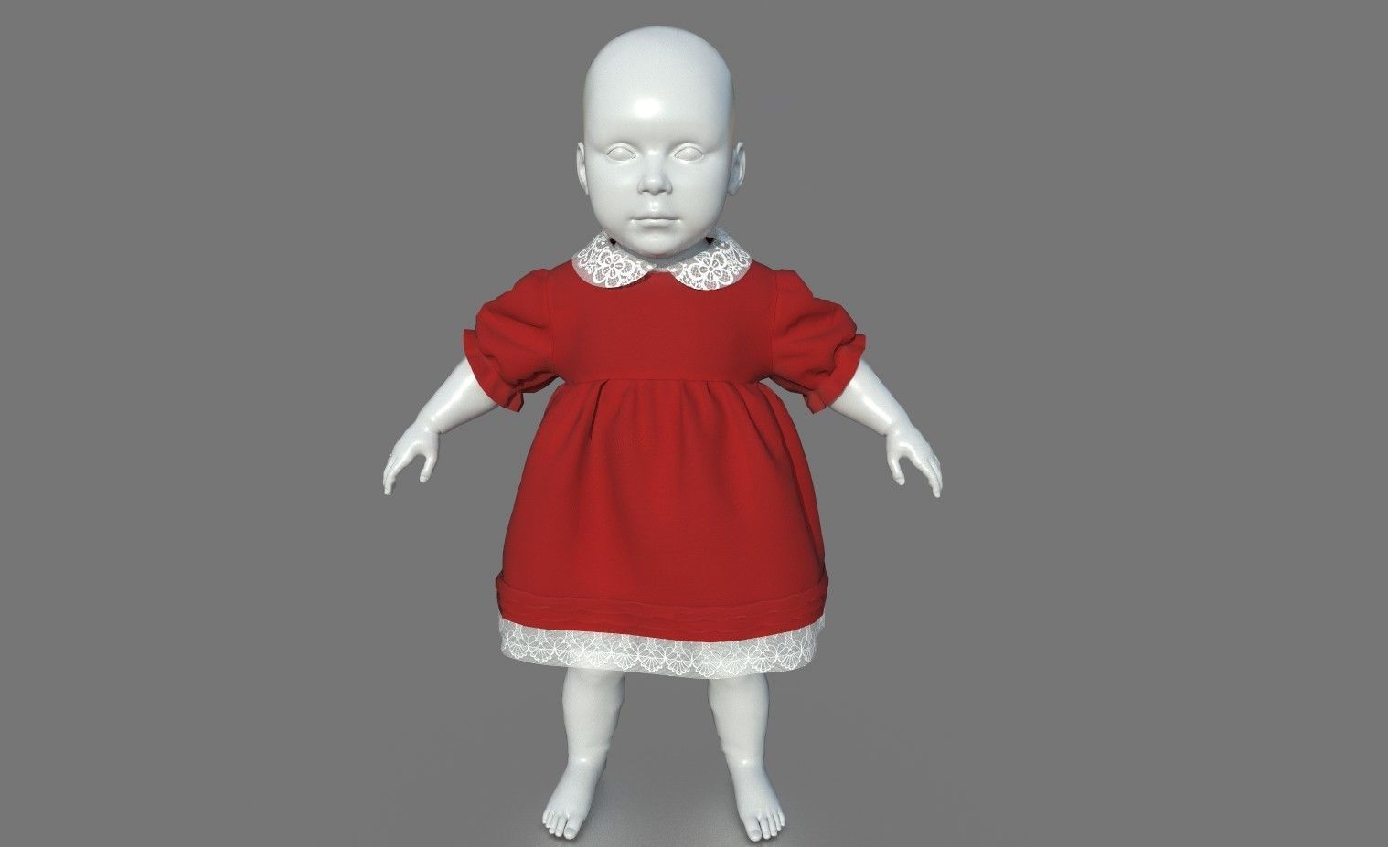 BABY DRESS Low-poly 3D model_2