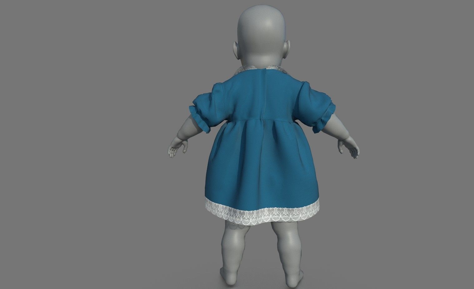 BABY DRESS Low-poly 3D model_7
