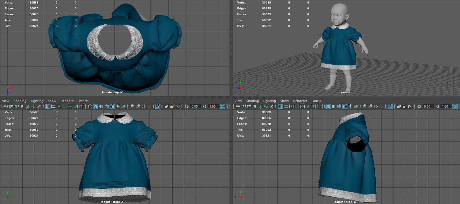 BABY DRESS Low-poly 3D model_9