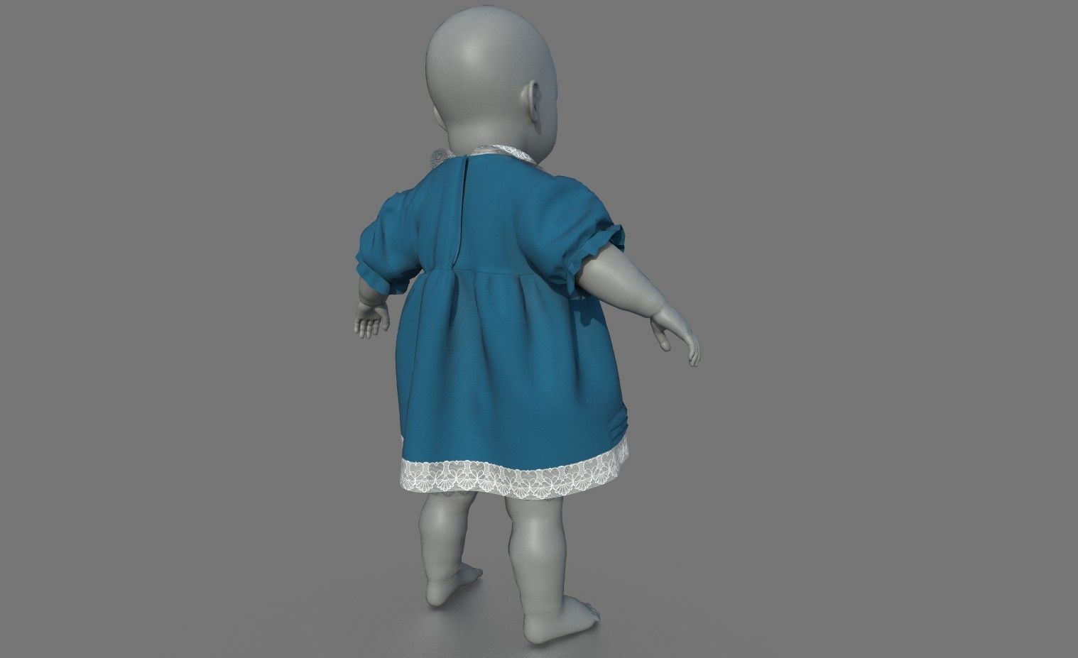 BABY DRESS Low-poly 3D model_6