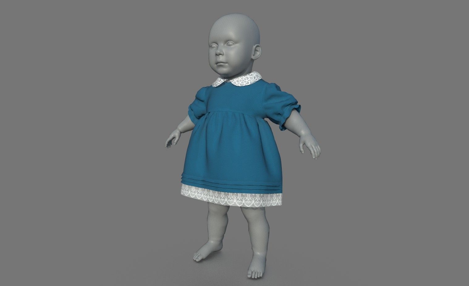 BABY DRESS Low-poly 3D model_5