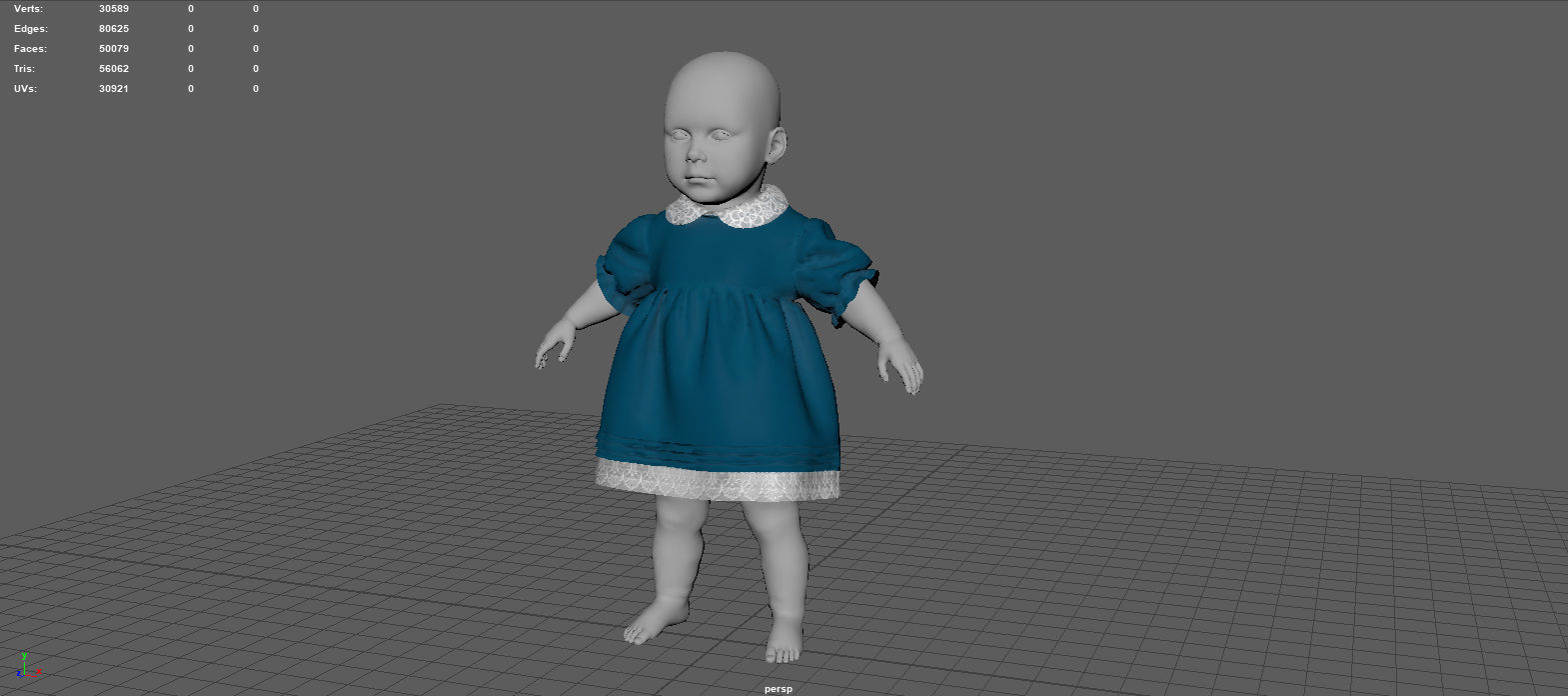 BABY DRESS Low-poly 3D model_8
