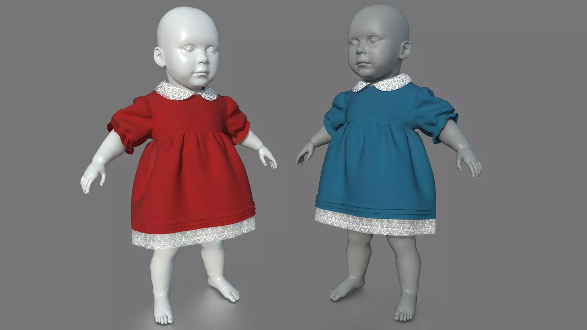 BABY DRESS Low-poly 3D model_0